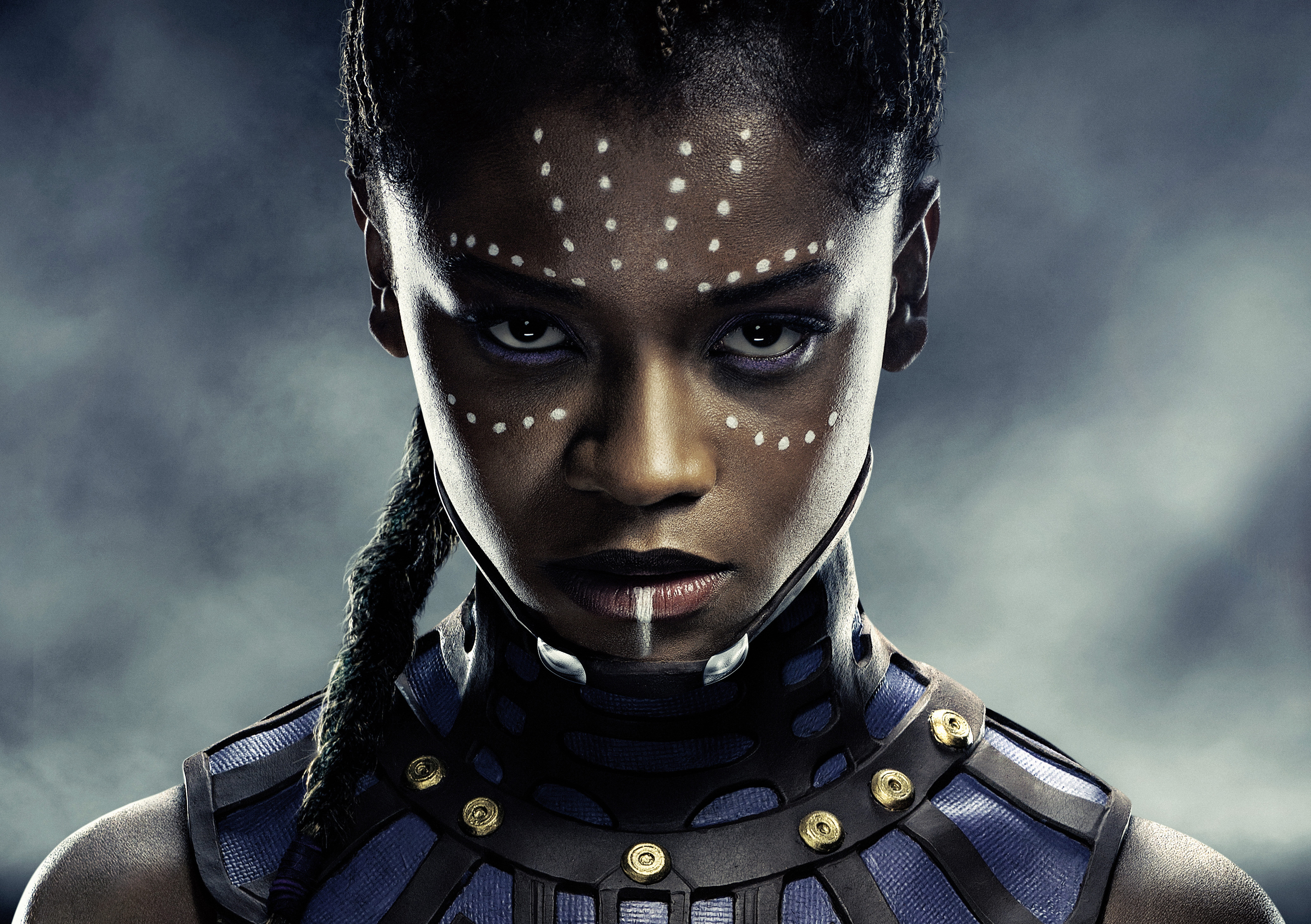 sky, letitia wright, close-up, clothing, black panther, face paint, hd, headshot, 5K, one person, dark, human face, women, portrait, cloud - sky, paint, HD Wallpaper