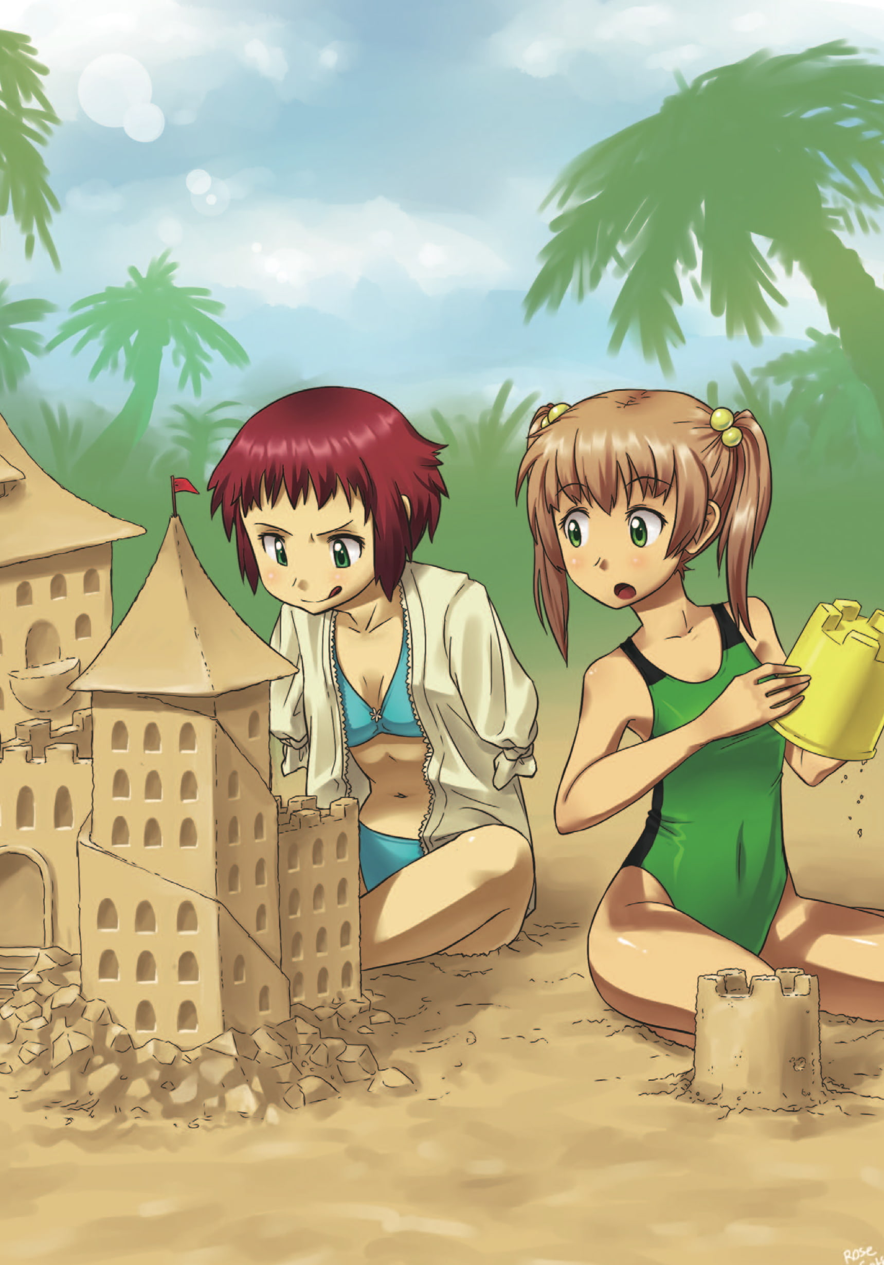 women, couple - relationship, beach, emotion, adult, Katawa Shoujo, Rin Tezuka, people, tree, men, lifestyles, sadness, sand, holiday, land, nature, females, Phone HD Wallpaper