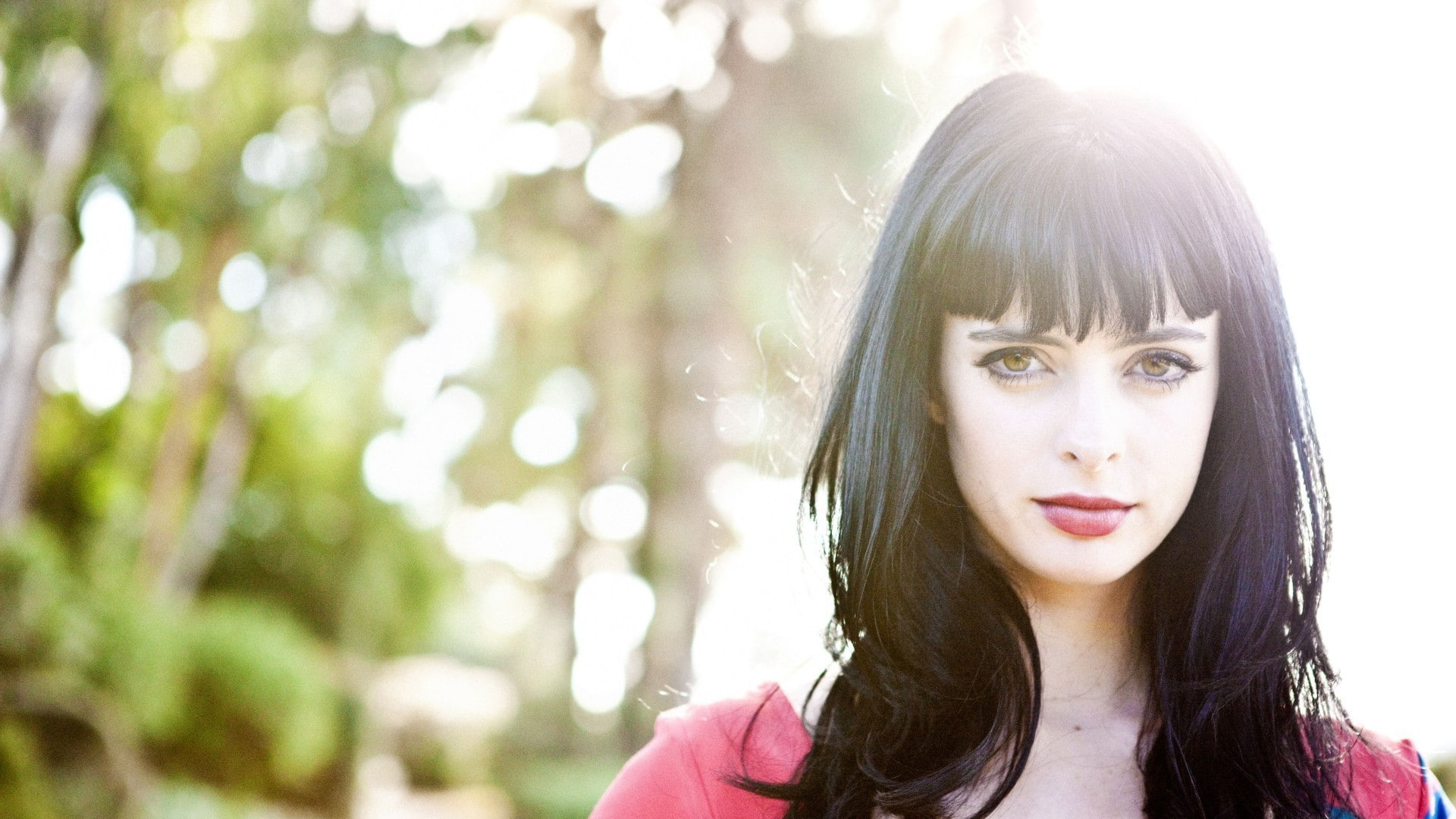 sunlight, 1080P, Krysten Ritter, green eyes, dark hair, HD Wallpaper