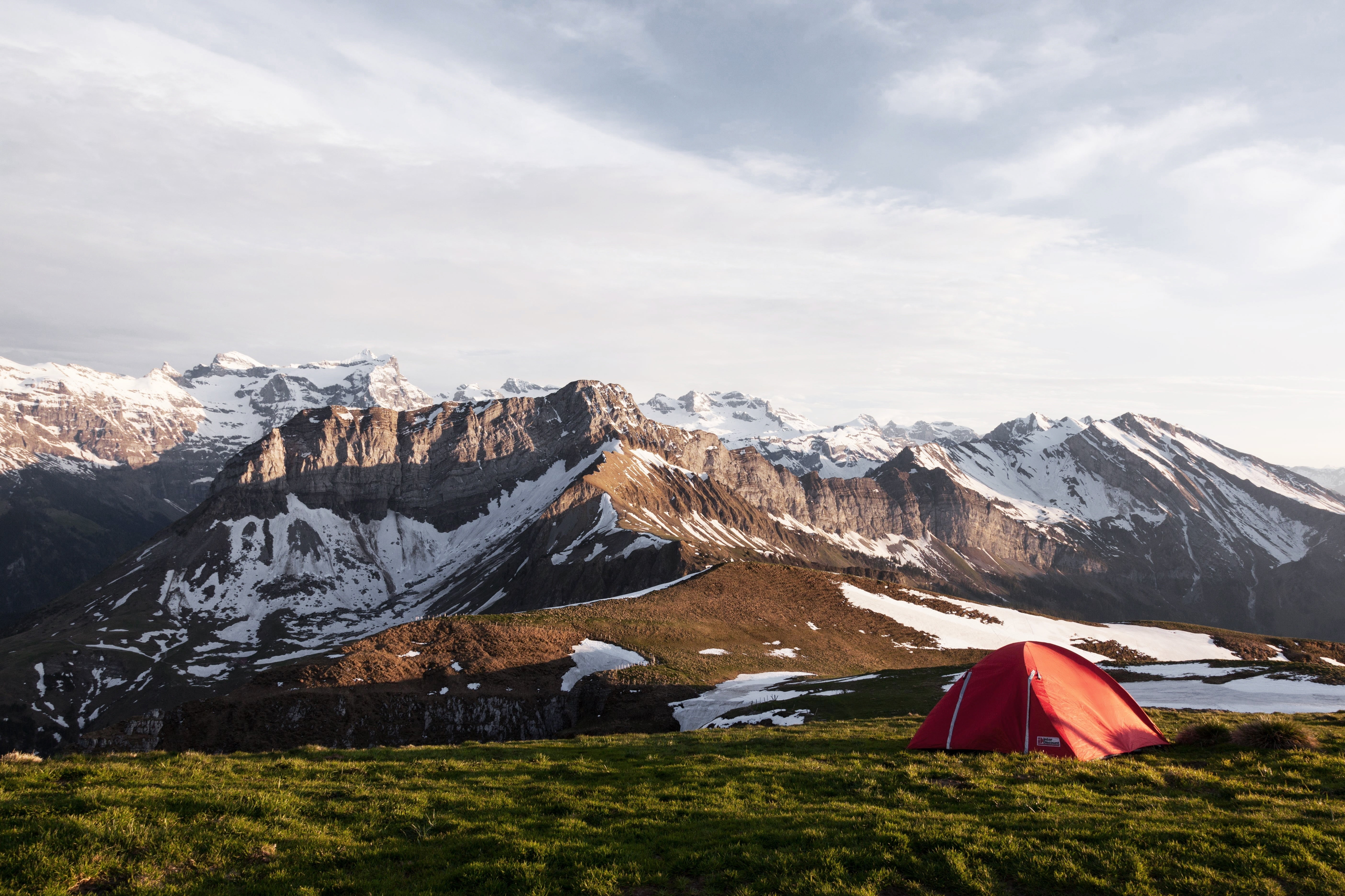 landscape, tent, 5K, mountains, sky, nature, snow, HD Wallpaper