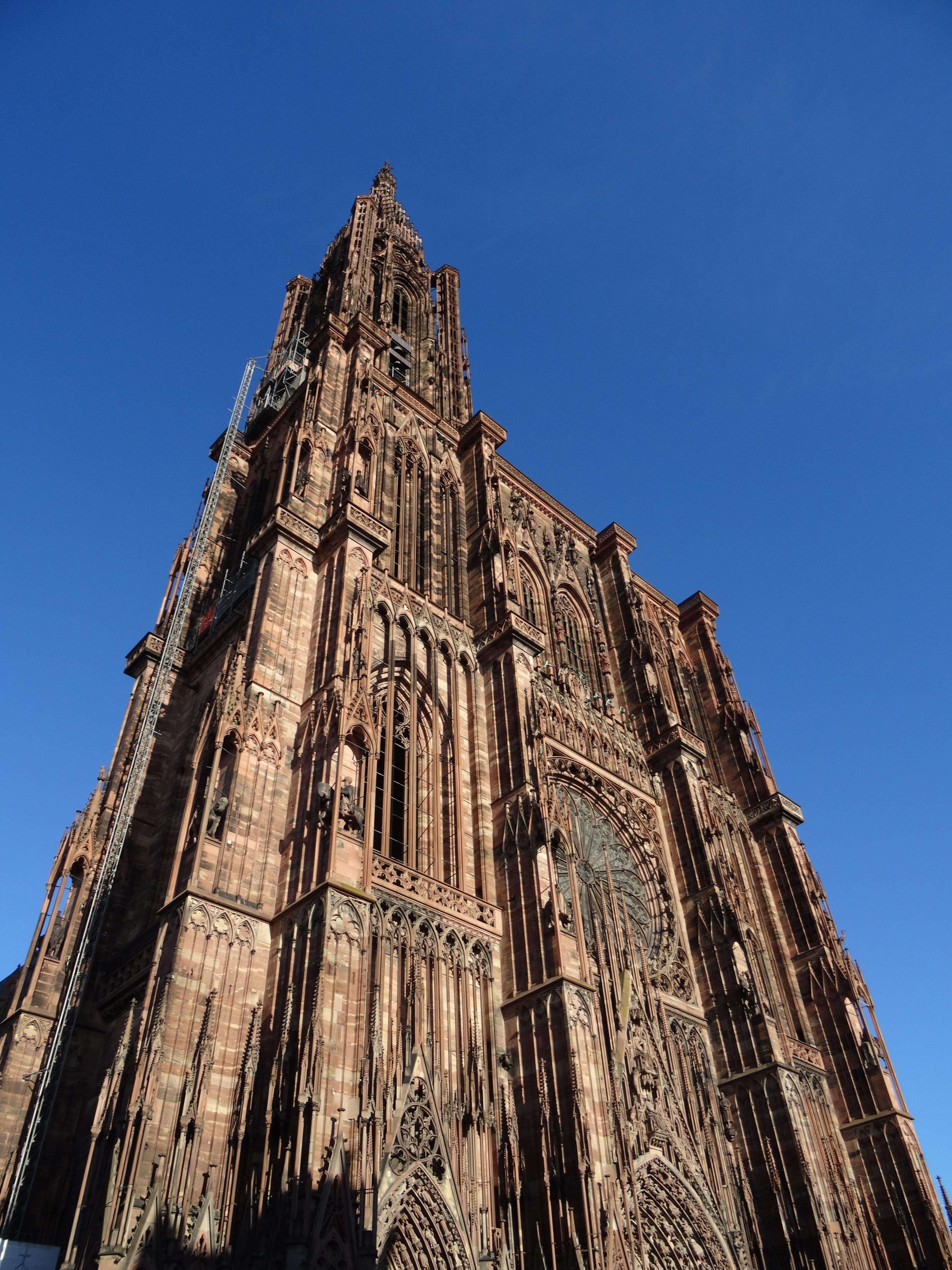 spirituality, strasbourg, ancient civilization, tourism, cathedral, place of worship, low angle view, architecture, france, history, clear sky, sky, belief, Phone HD Wallpaper