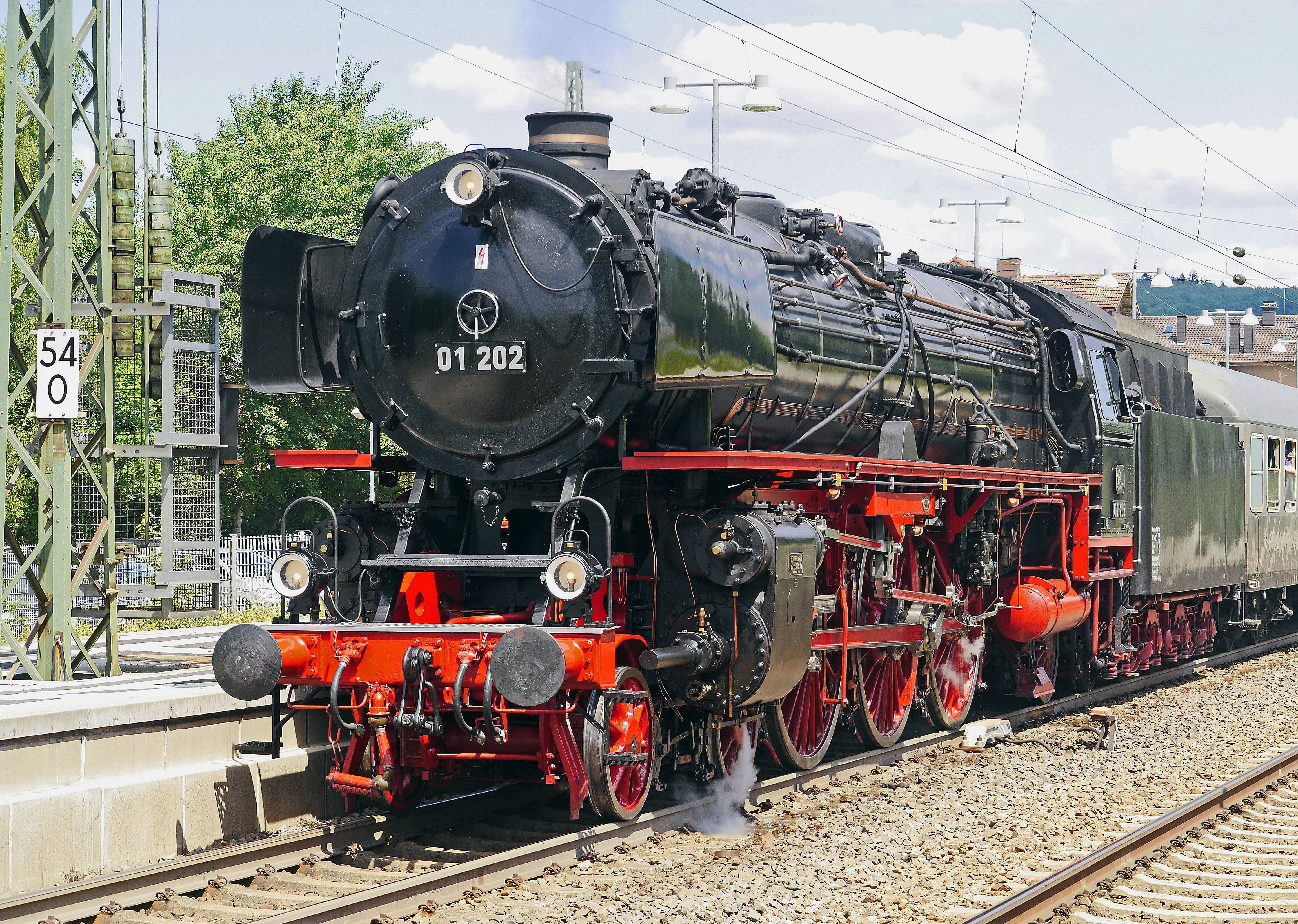 event, railroad track, arrival, train, no people, express train steam locomotive, travel, oldtimer, number, outdoors, transportation, locomotive, architecture, HD Wallpaper