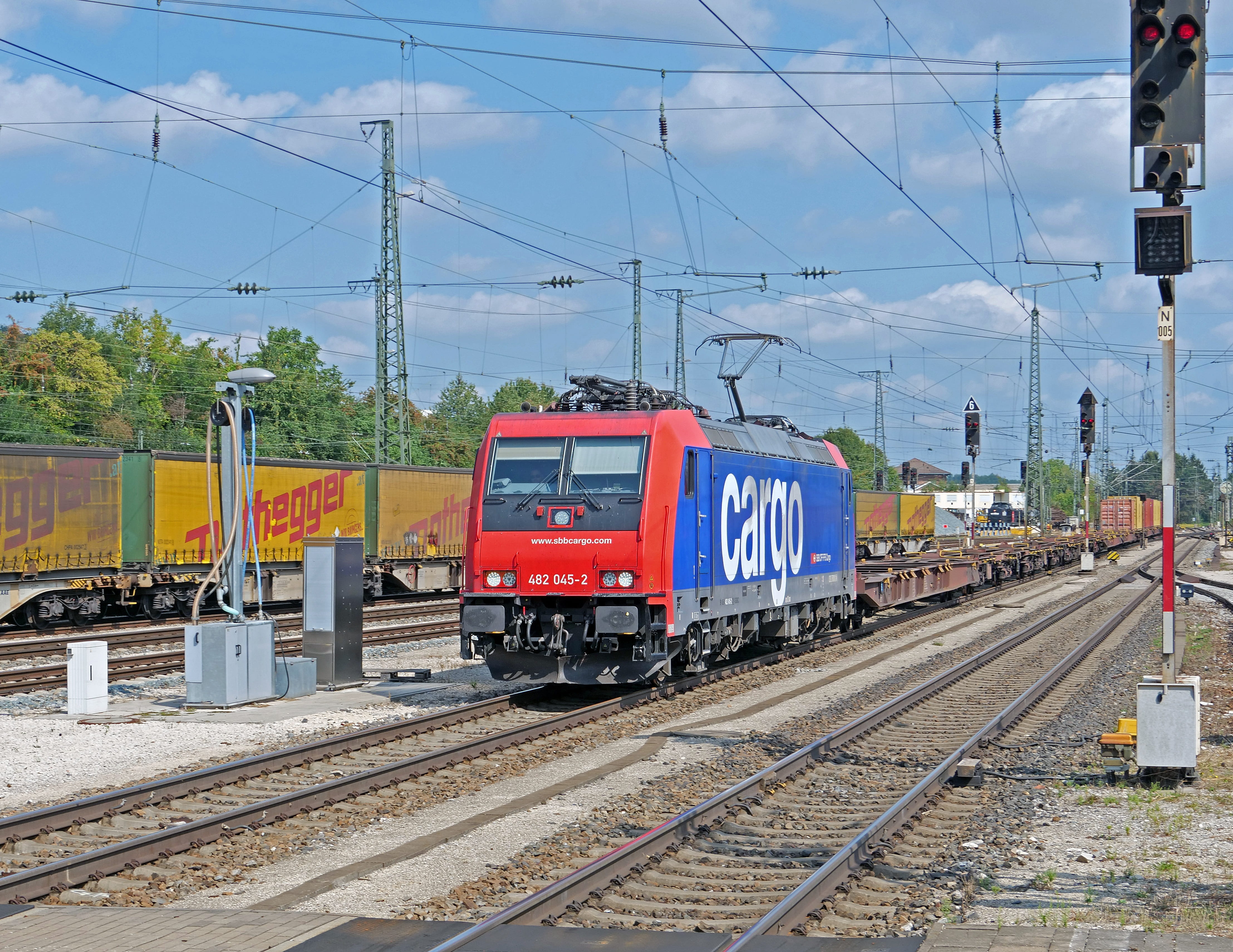 transport, ffs, sbb, day, 4K, mode of transportation, outdoors, train, treuchtlingen, empty car, container train, railroad track, through-freight train, HD Wallpaper