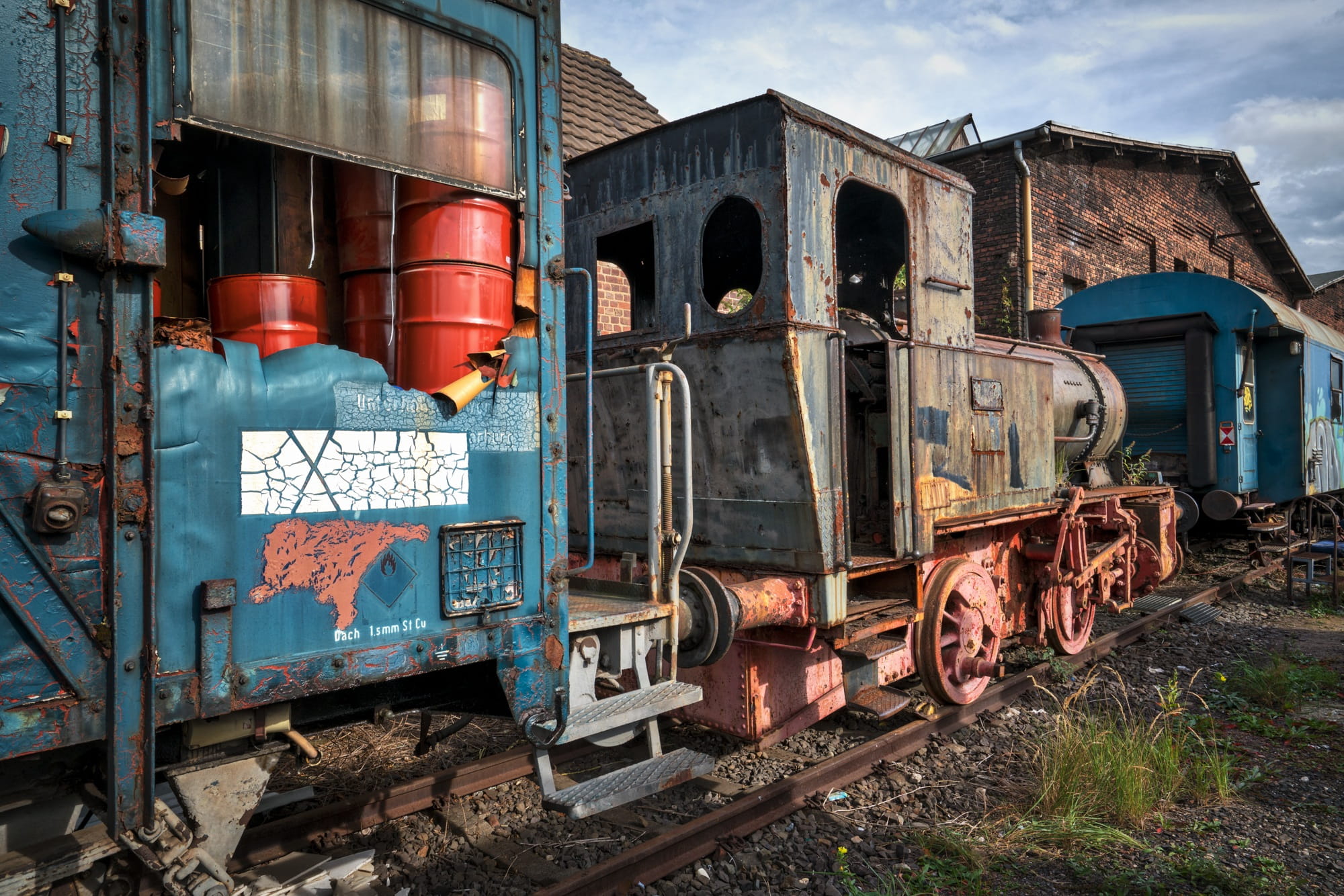 Railway, land vehicle, steam railway, industry, train - vehicle, vehicles, deterioration, rail transportation, mode of transportation, architecture, metal, HD Wallpaper
