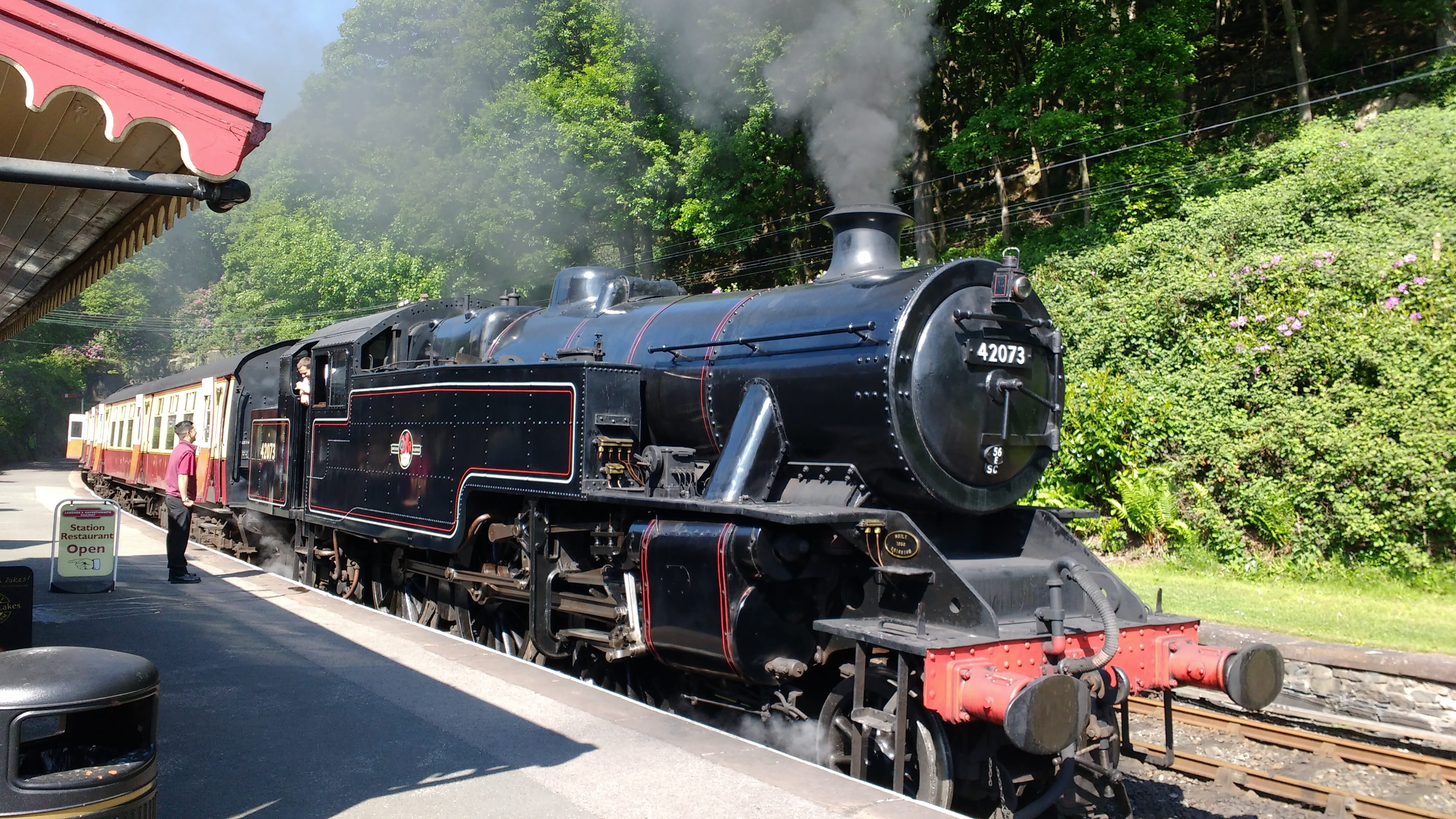 plant, Locomotive, tree, mode of transportation, engine, outdoors, history, travel, no people, old, land vehicle, red, Steam Train, 4K, steam, public transportation, HD Wallpaper