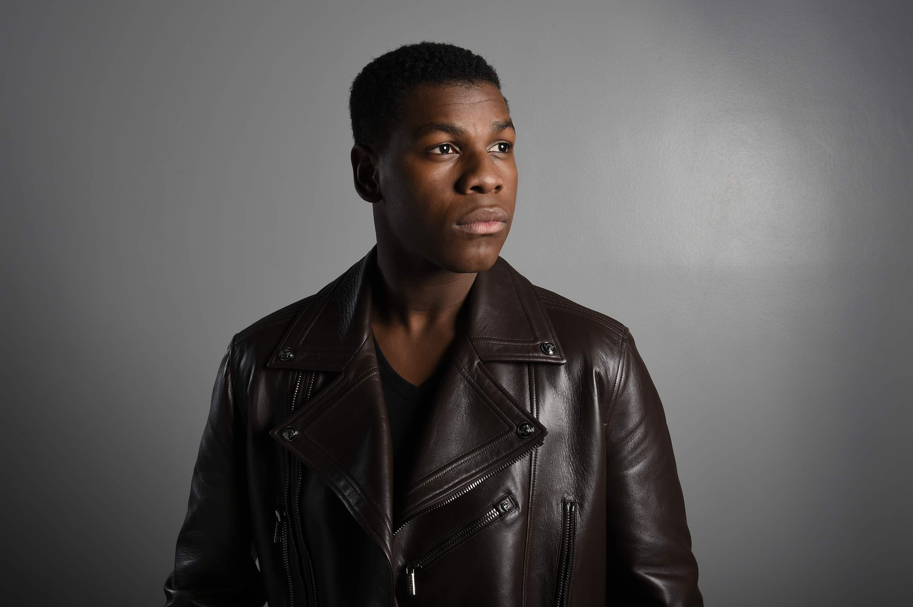 studio shot, brown, black color, jacket, one person, photoshoot, actor, portrait, front view, leather, indoors, gray background, young adult, standing, HD Wallpaper