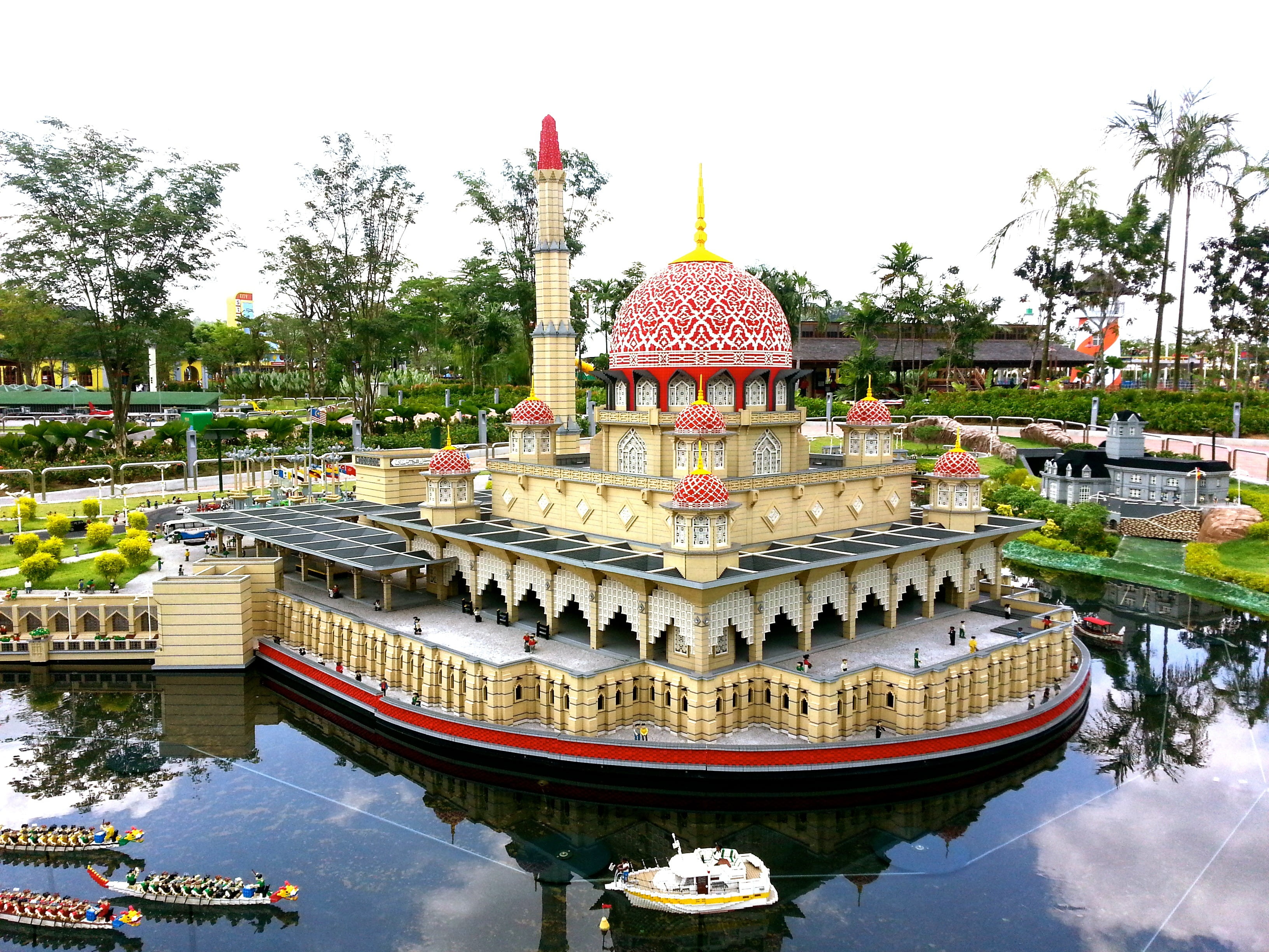 theme park, lake, water, playing, kids, kid, travel, spirituality, shrine, place of worship, tourism, outdoors, plant, sky, malaysia, tree, amusement, travel destinations, HD Wallpaper