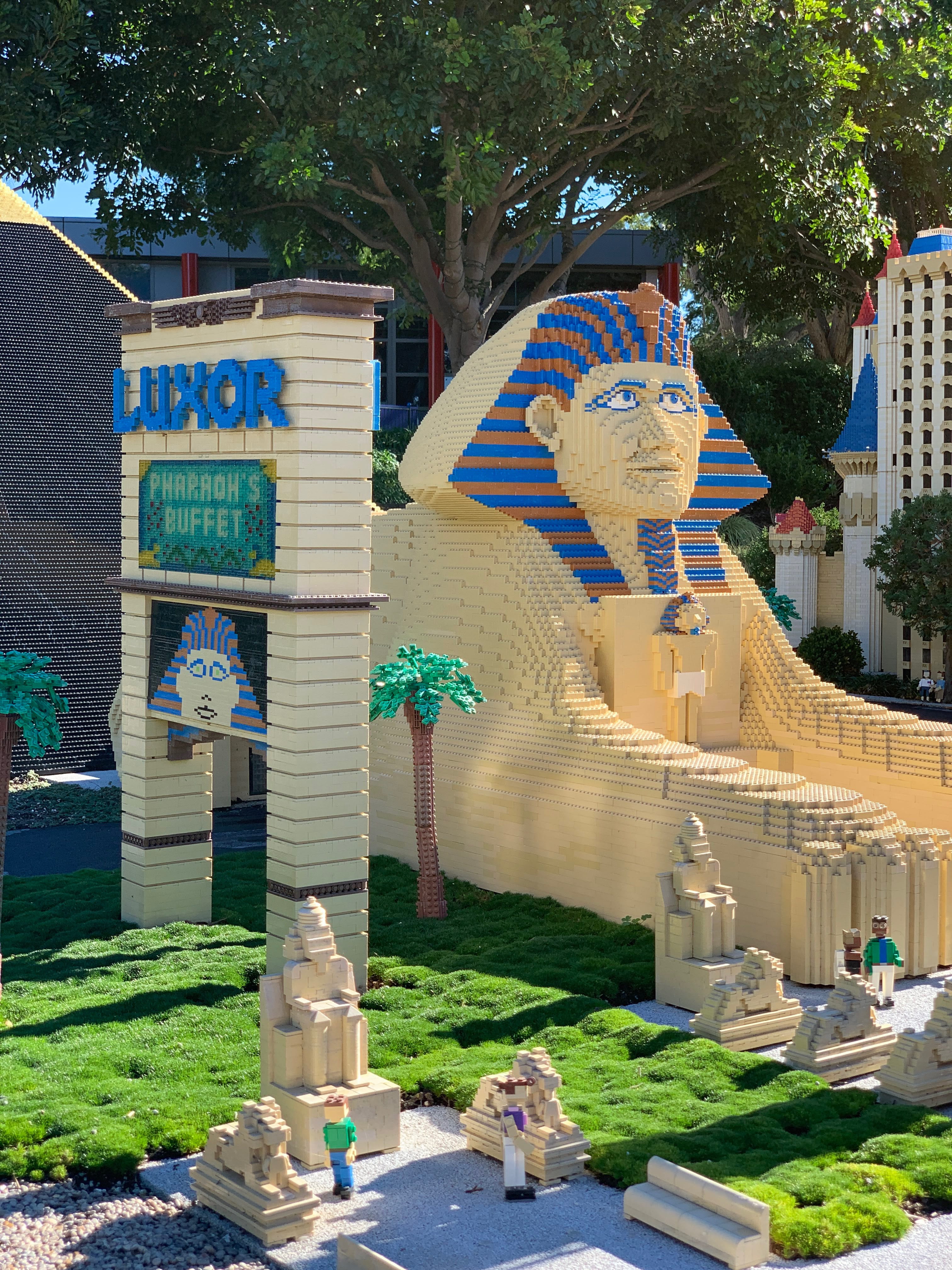 Legos, Las Vegas, tree, belief, Kids, sculpture, 4K, building, human representation, Legoland, Luxor, people, day, Carlsbad, Vegas, real people, male likeness, Phone HD Wallpaper