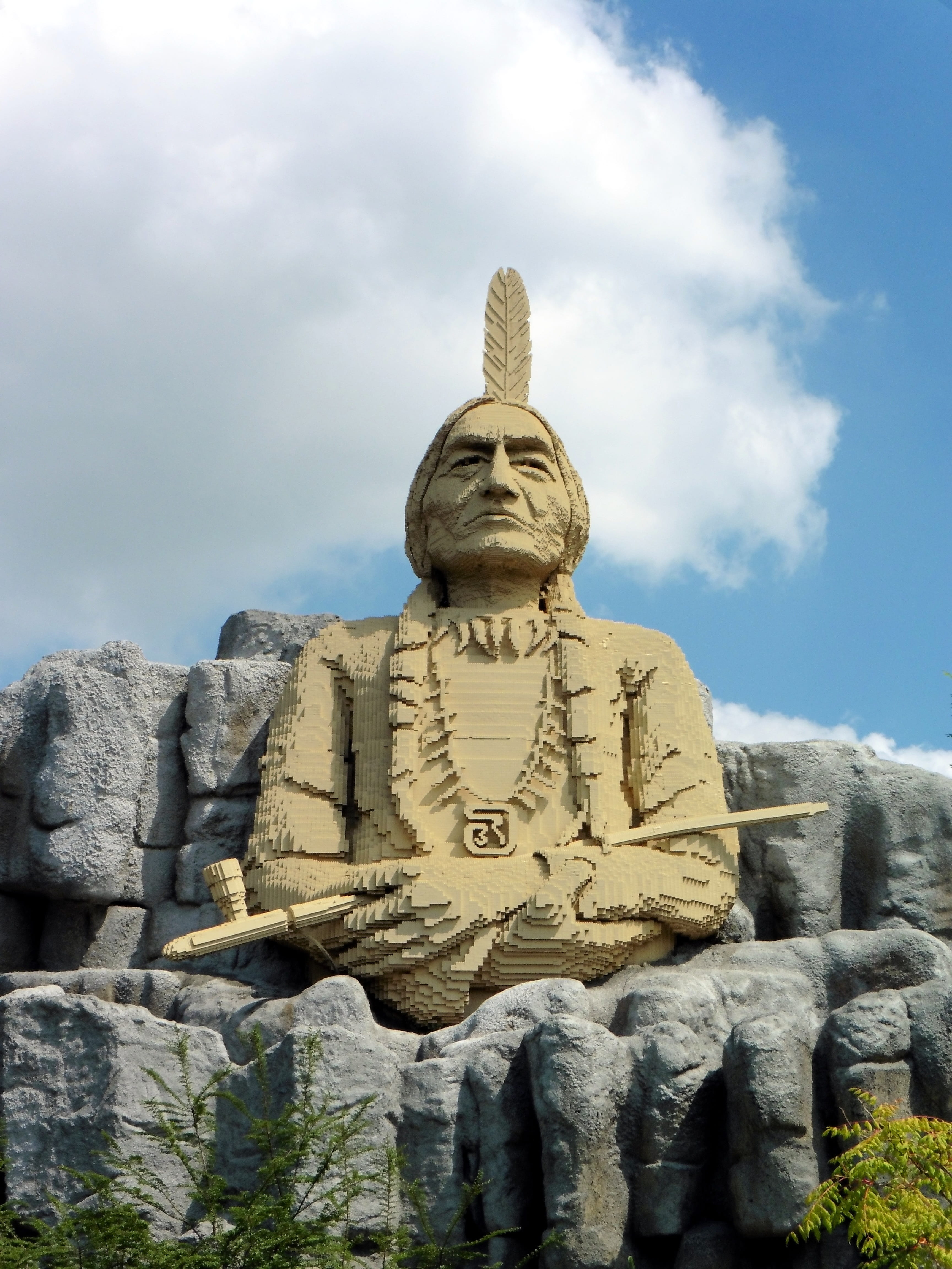 low angle view, destination, representation, lego, spirituality, human representation, 4K, legoland, sitting bull, ornate, architecture, cloud - sky, denmark, Phone HD Wallpaper