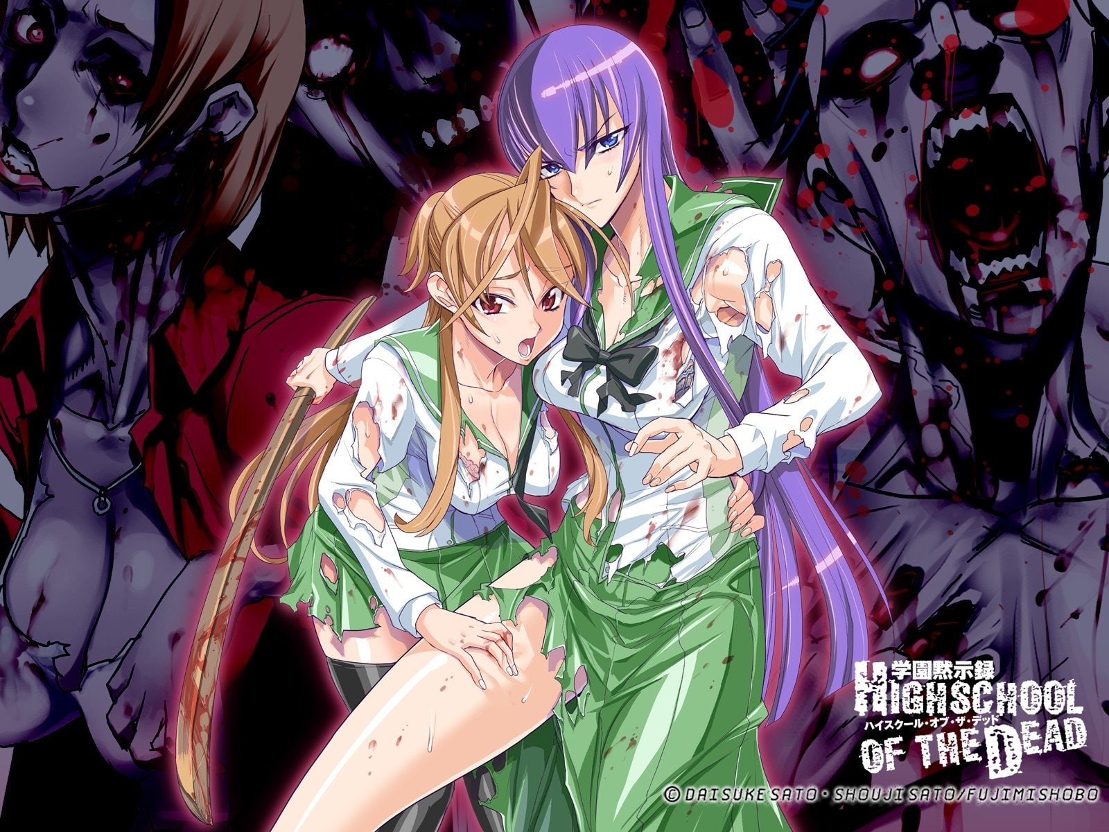 720P, Manga, Busujima Saeko, Highschool Of The Dead, Miyamoto Rei, HD Wallpaper