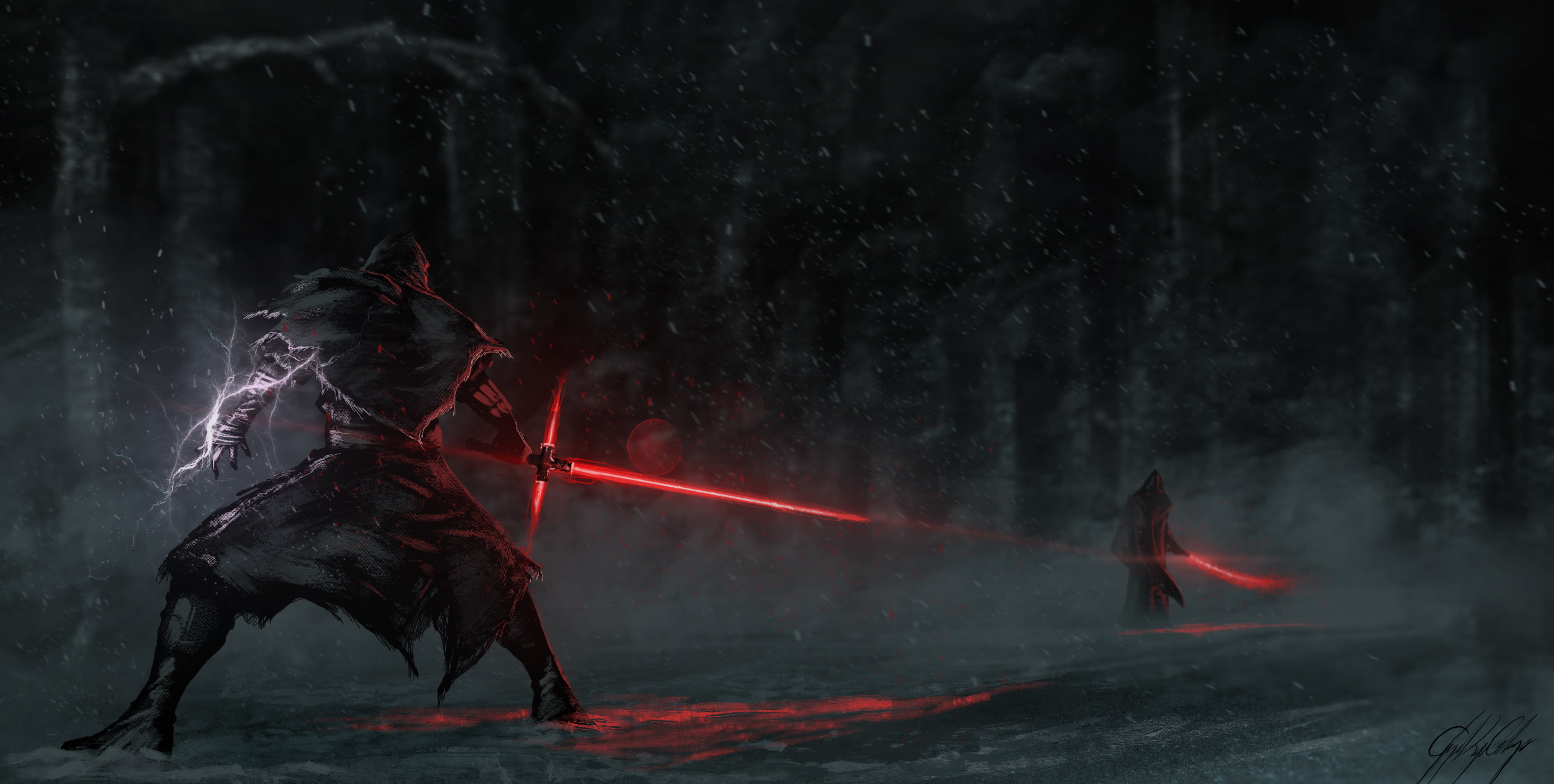 hood, duel, sith, 2K, lightsaber, battle, Star Wars: The Force Awakens, jadi, HD Wallpaper