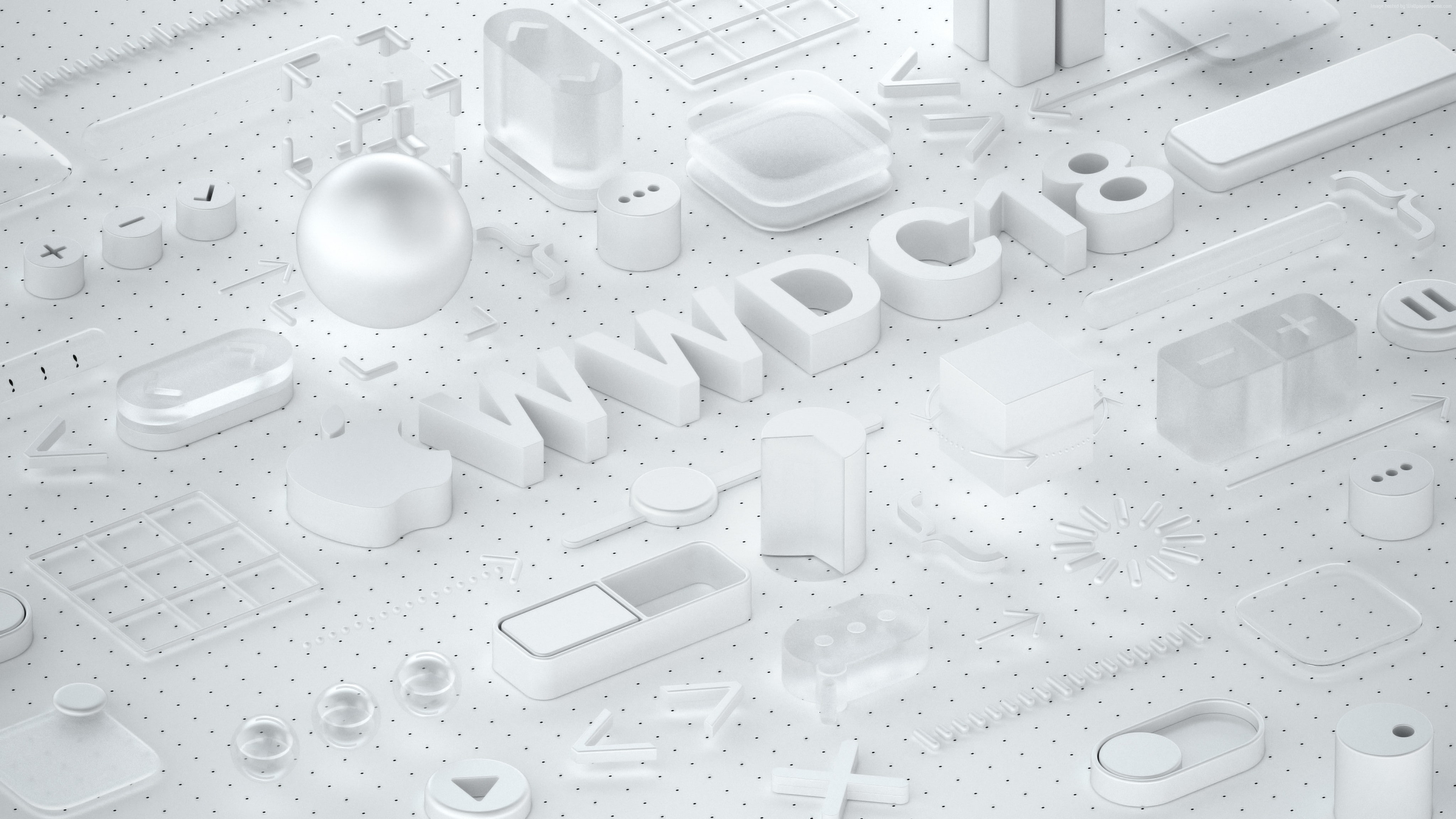 4K, 4K, 3D, White, WWDC 2018, HD Wallpaper