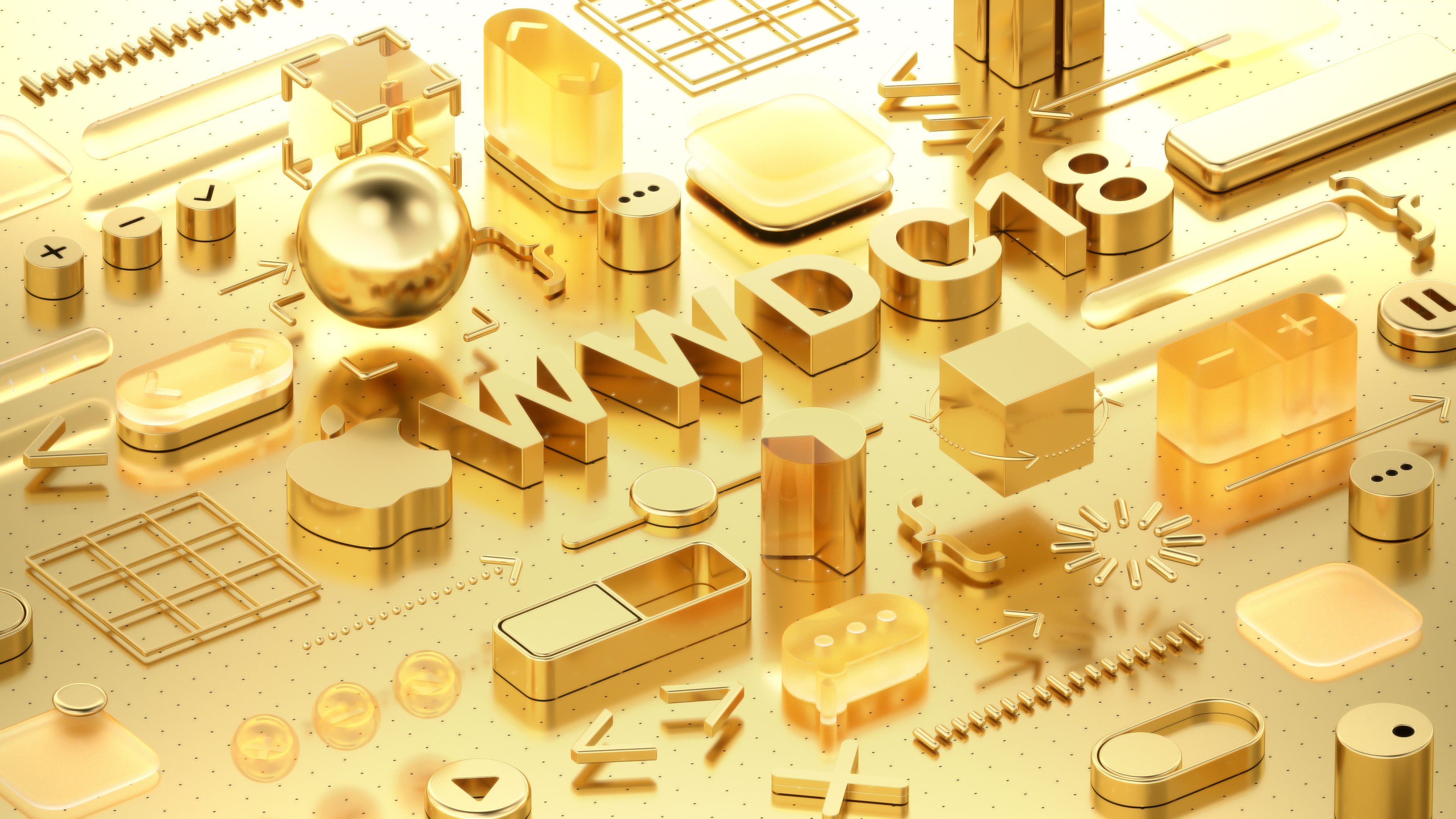 3D, 4K, 4K, Gold, WWDC 2018, HD Wallpaper