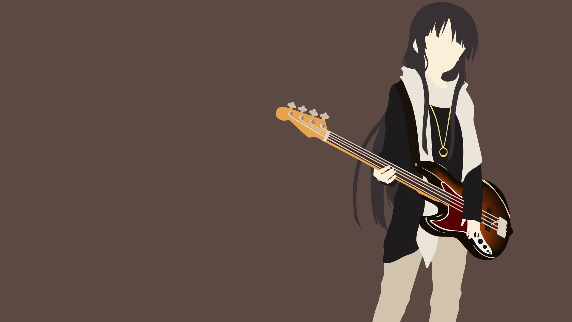 studio shot, copy space, holding, musical equipment, playing, string instrument, one person, artist, anime girls, K-ON!, performance, skill, indoors, music, HD Wallpaper