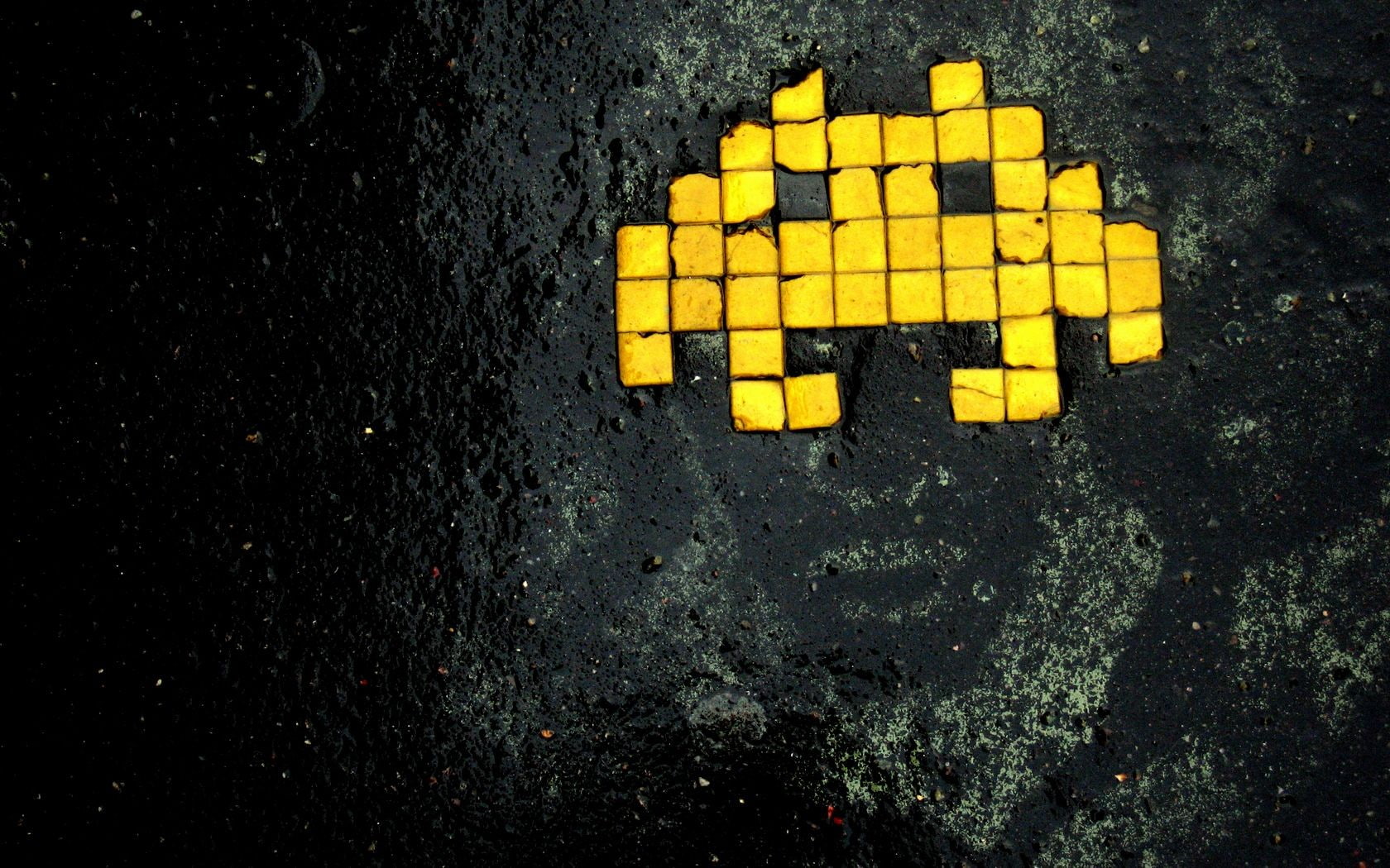grunge, 720P, retro games, video games, Space Invaders, digital art, artwork, HD Wallpaper