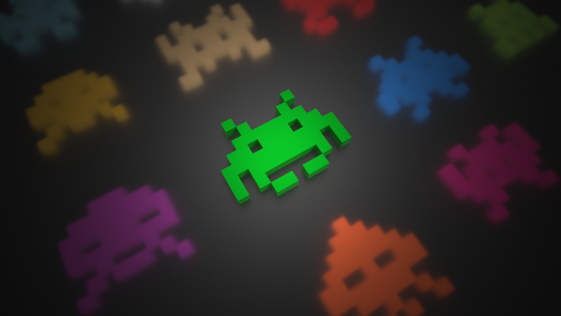 1080P, Space Invaders, Minimalist, 3D, Video Game, HD Wallpaper