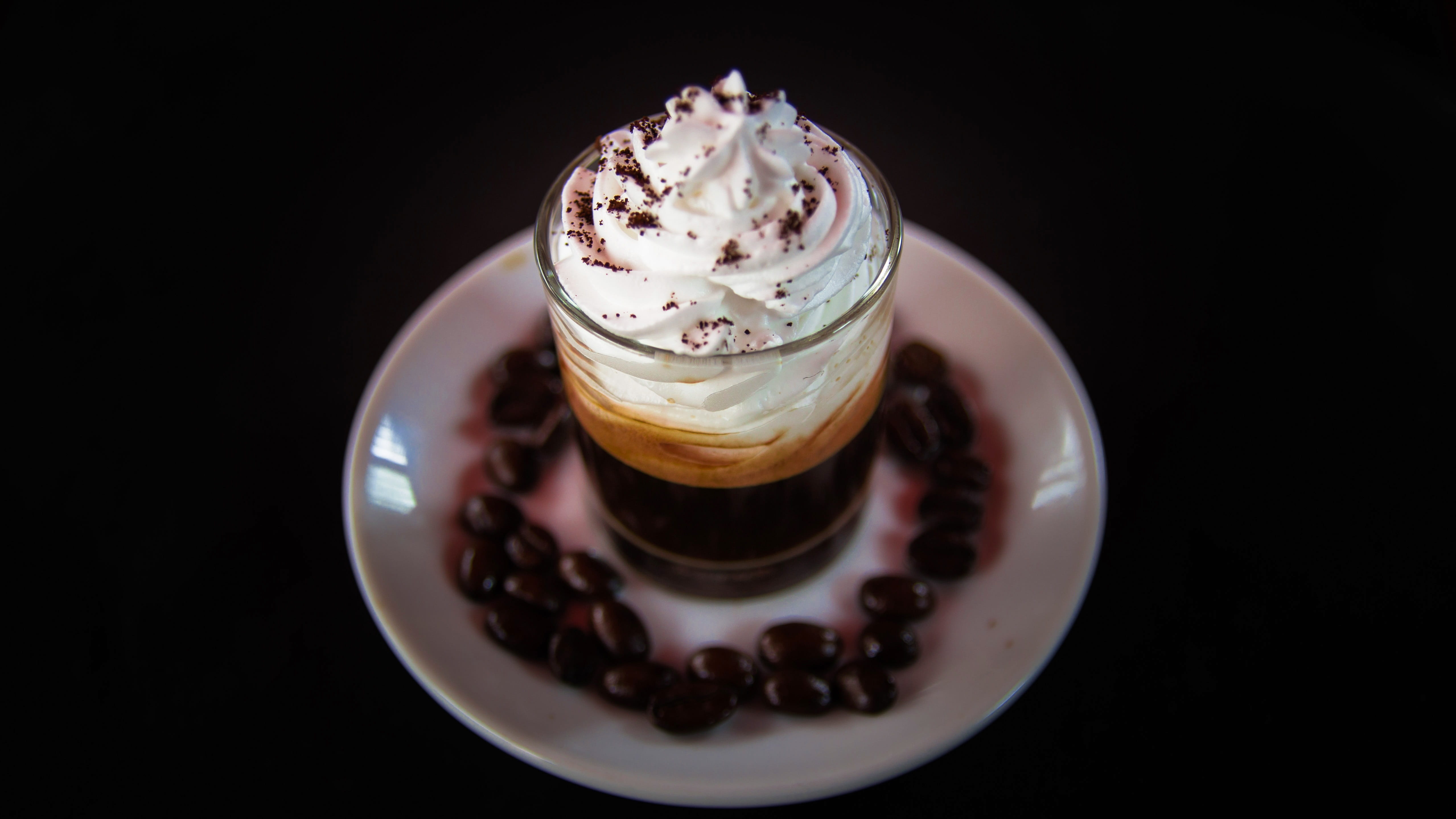 crockery, temptation, coffee, mug, cream, fruit, 4K, delicious, eating utensil, no people, ice, studio shot, cup, milk, coffee - drink, refreshment, kitchen utensil, HD Wallpaper