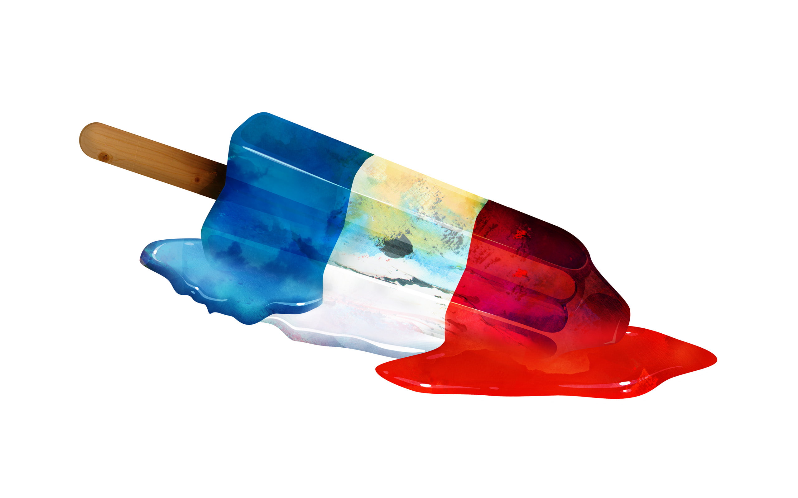 popsicle, white, art, 2K, food, red, vector, melt, summer, liquid, blue, stick, bombpop, color, sweets, HD Wallpaper