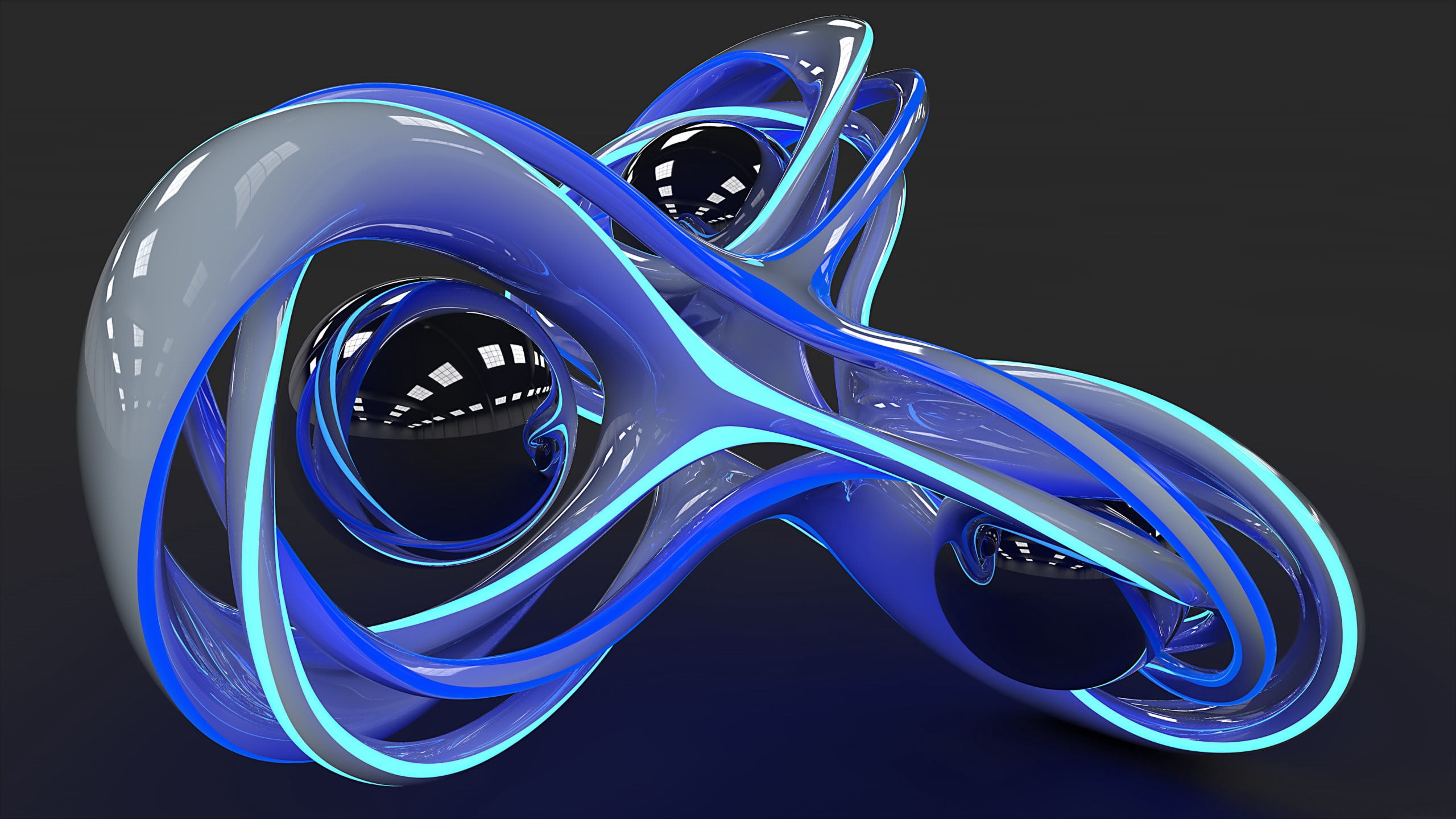 2K, science, night, spoon, curve, vector, computer Graphic, abstract, space, multi Colored, glowing, creativity, three-dimensional Shape, shiny, black Color, HD Wallpaper