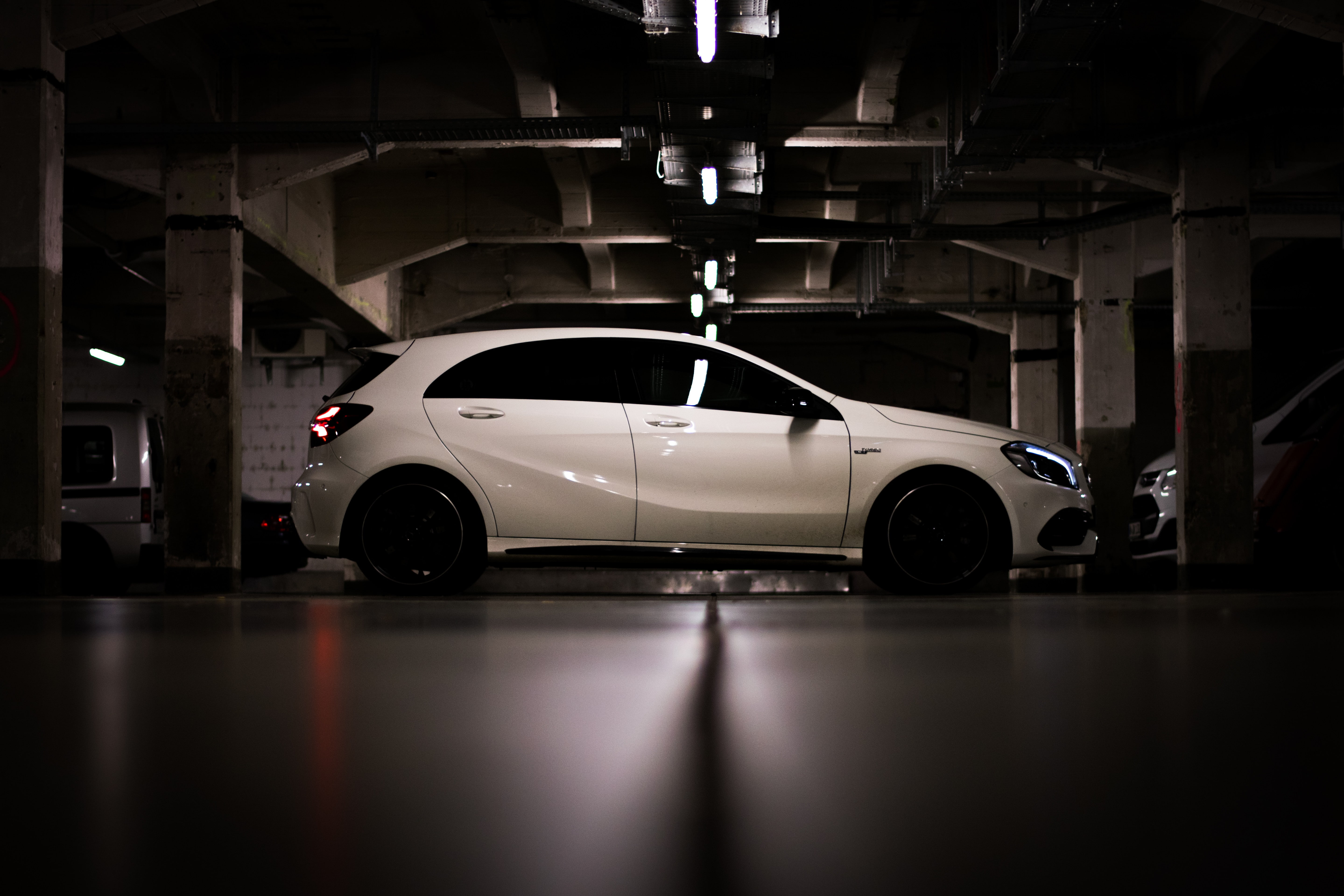 Mercedes Benz A45, photography, Mercedes Benz, Mercedes AMG, car, 5K, sports car, Nikon, HD Wallpaper