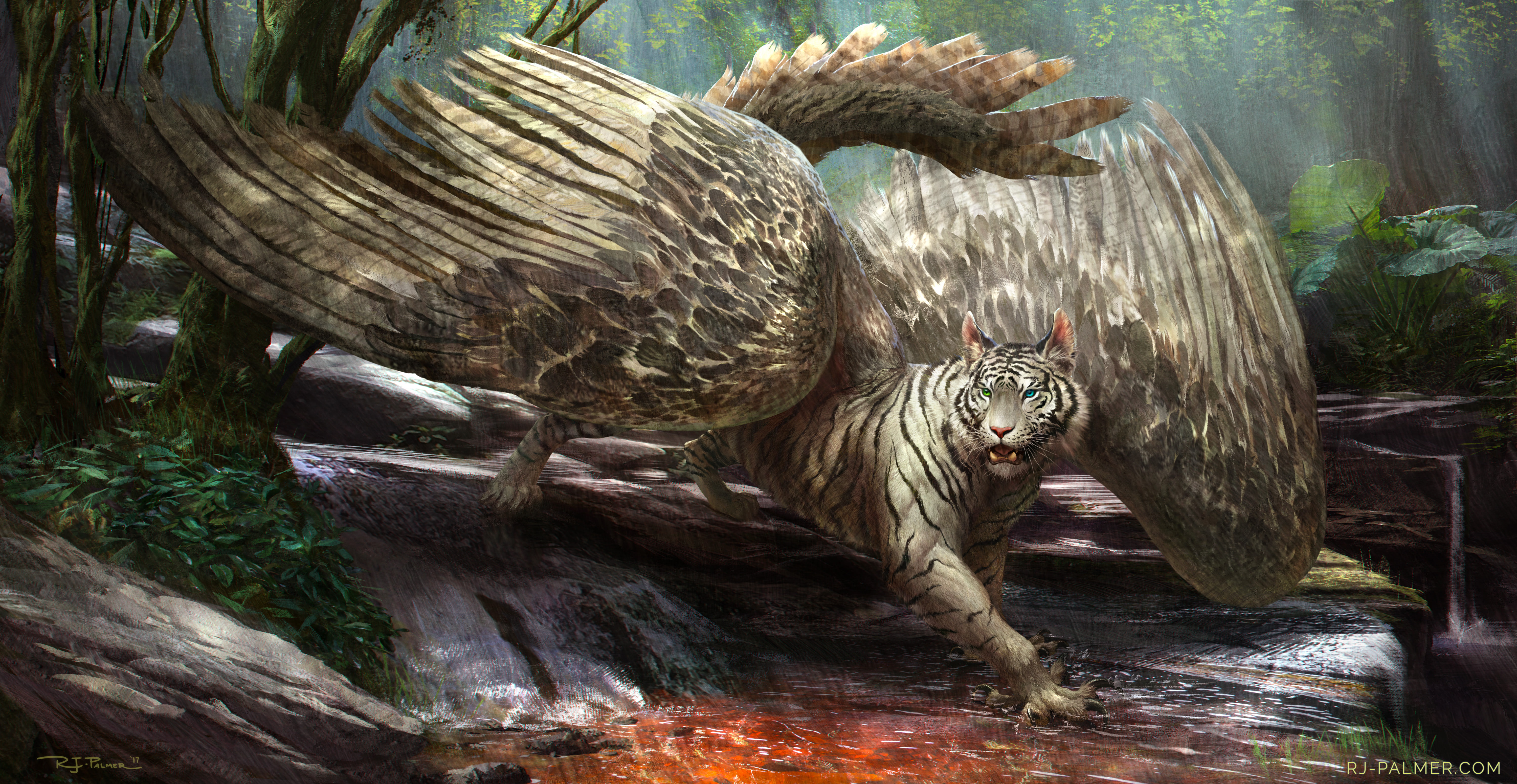 nature, 5K, white tigers, wings, animals, HD Wallpaper