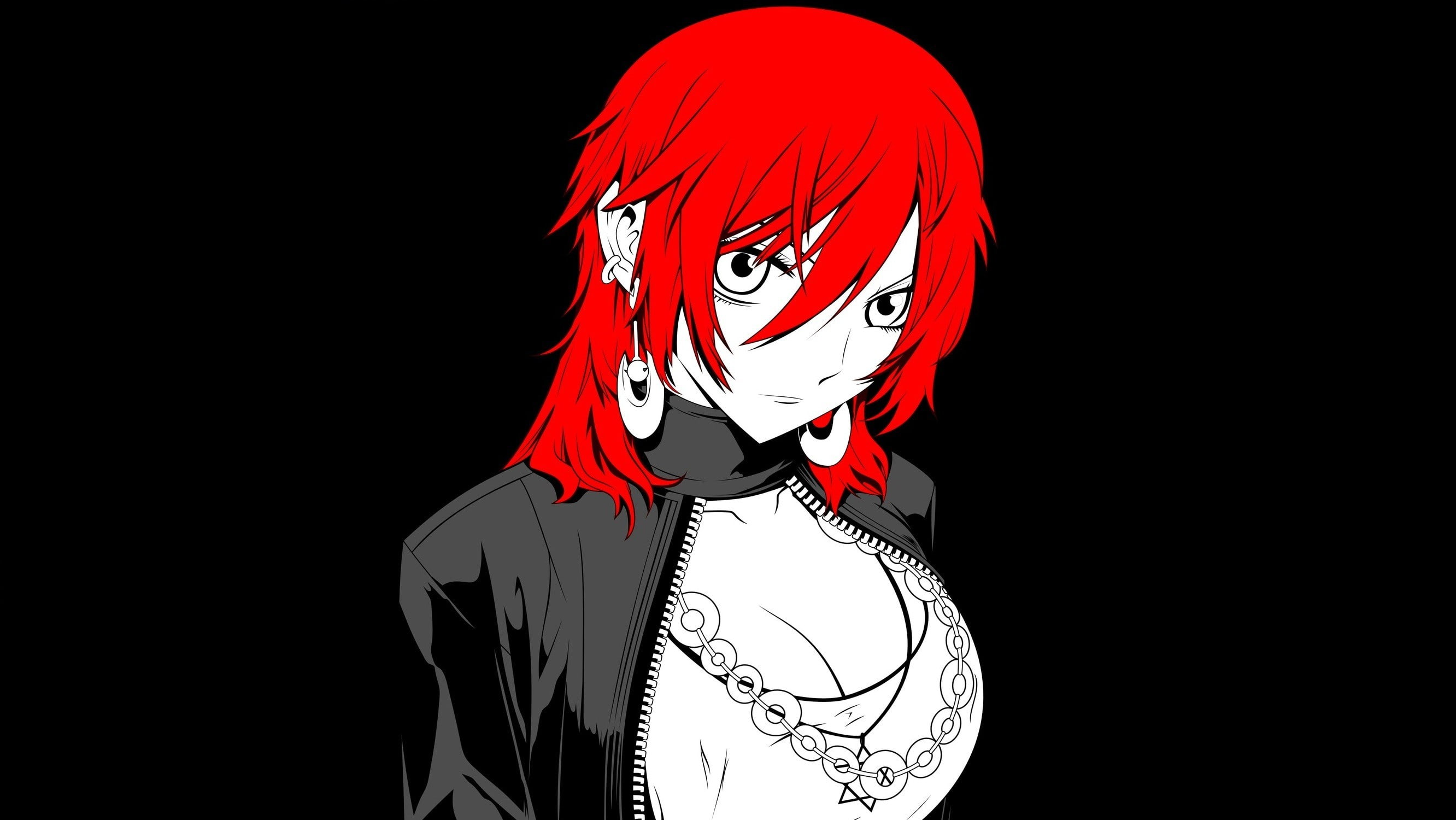 one person, redhead, red, young adult, black background, obscured face, Kwon Jin-le, headshot, hair, studio shot, copy space, anime girls, The Breaker, HD Wallpaper