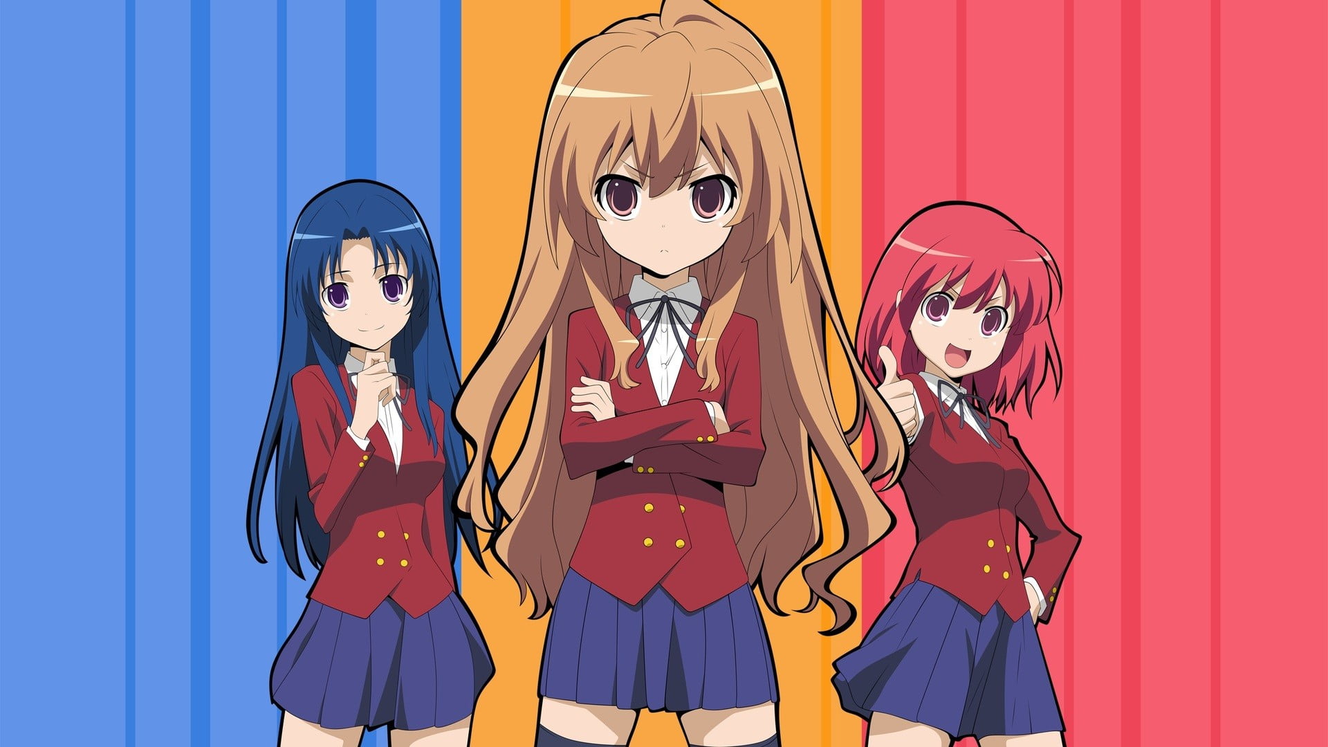 Aisaka Taiga, Kawashima Ami, 1080P, Toradora!, human skeleton, Kushieda Minori, men, anime, celebration, mask, mask - disguise, front view, people, adult, HD Wallpaper