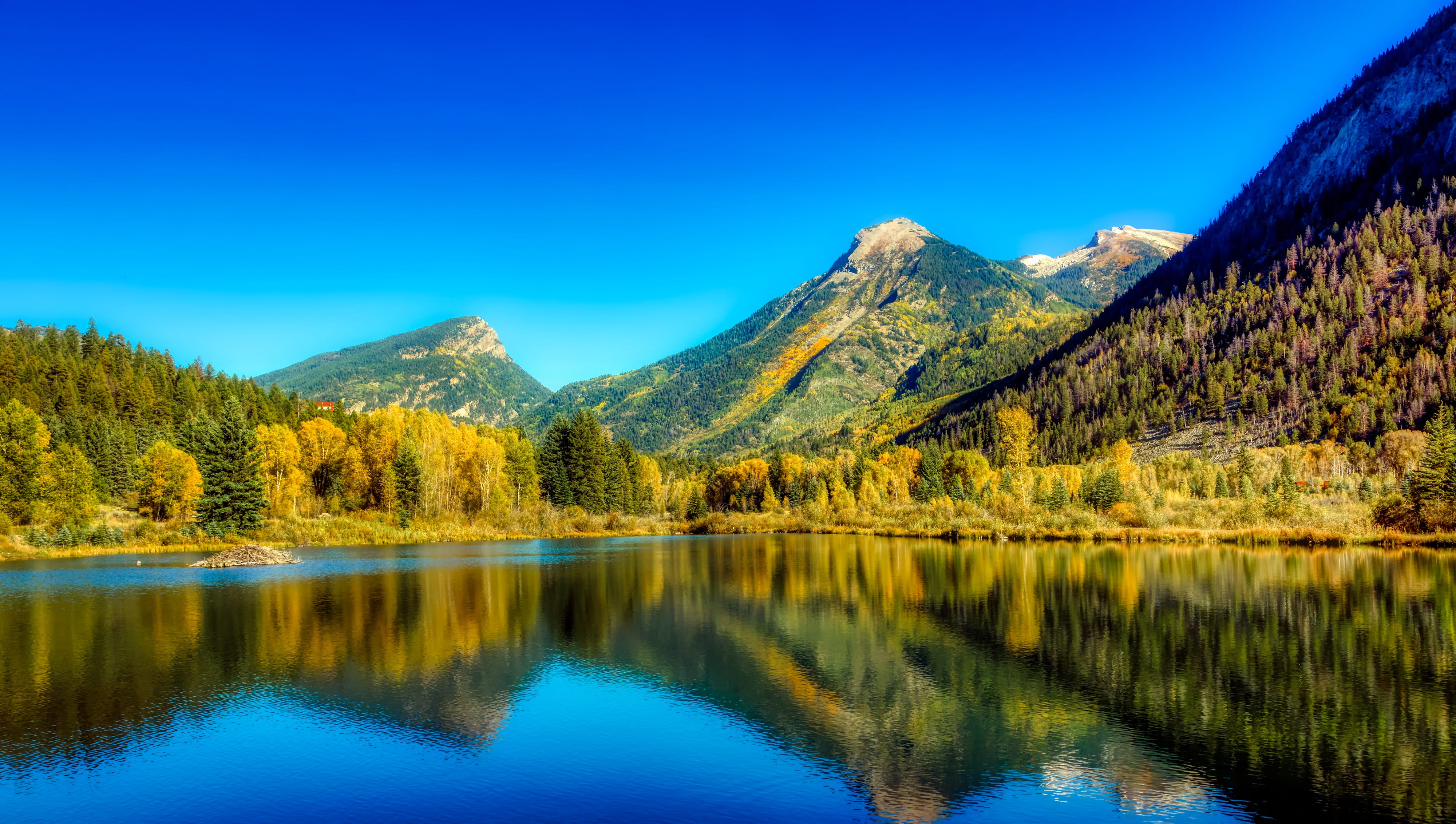 mountain, tree, nature, beauty in nature, outdoors, mountain range, blue, scenics - nature, scenic, landscape, water, hdr, vista, wilderness, waterfront, HD Wallpaper