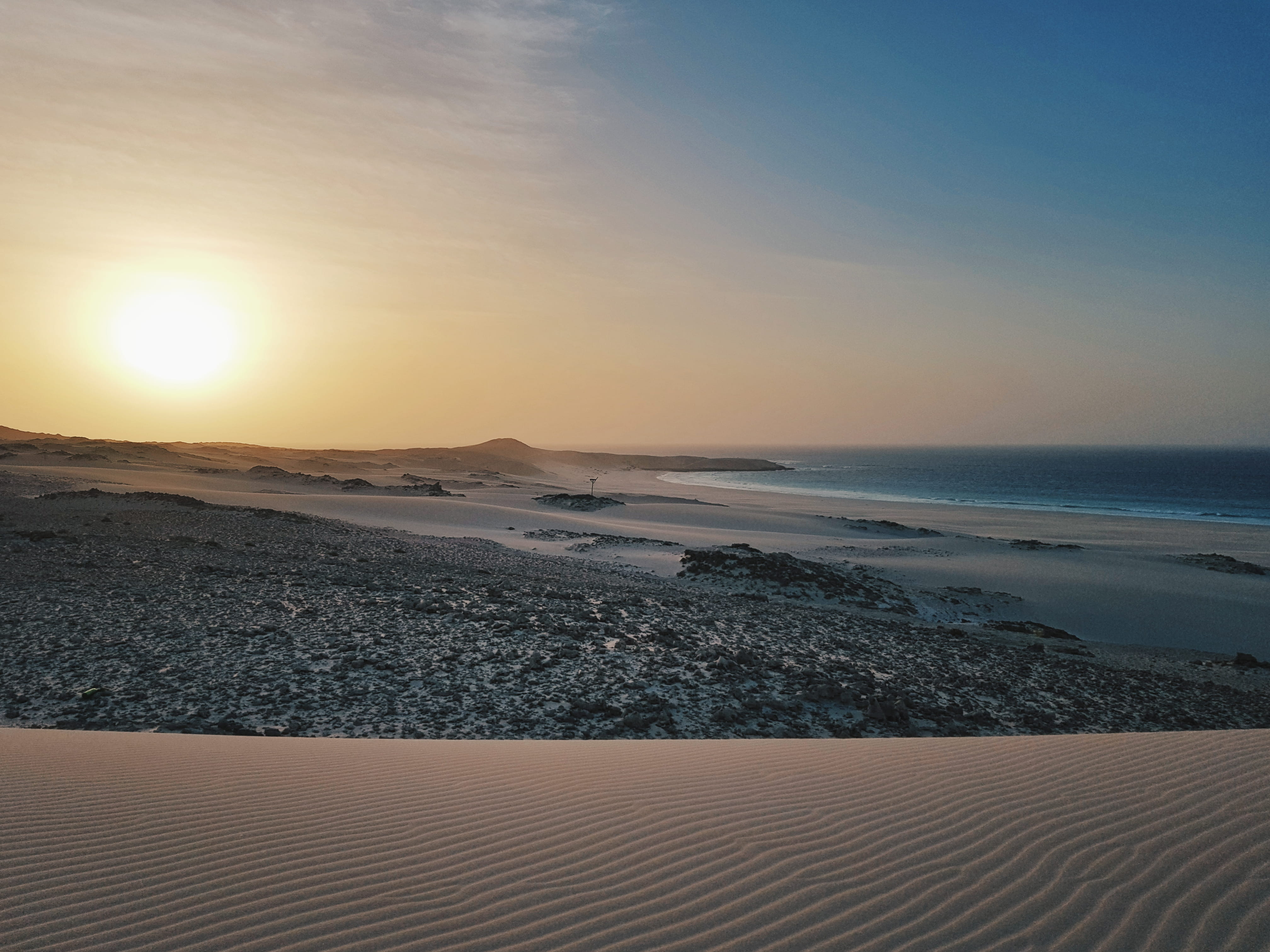 land, beauty in nature, tranquil scene, scenics - nature, horizon, beach, non-urban scene, sunset, 4K, moon, water, dessert, arid climate, horizon over water, HD Wallpaper