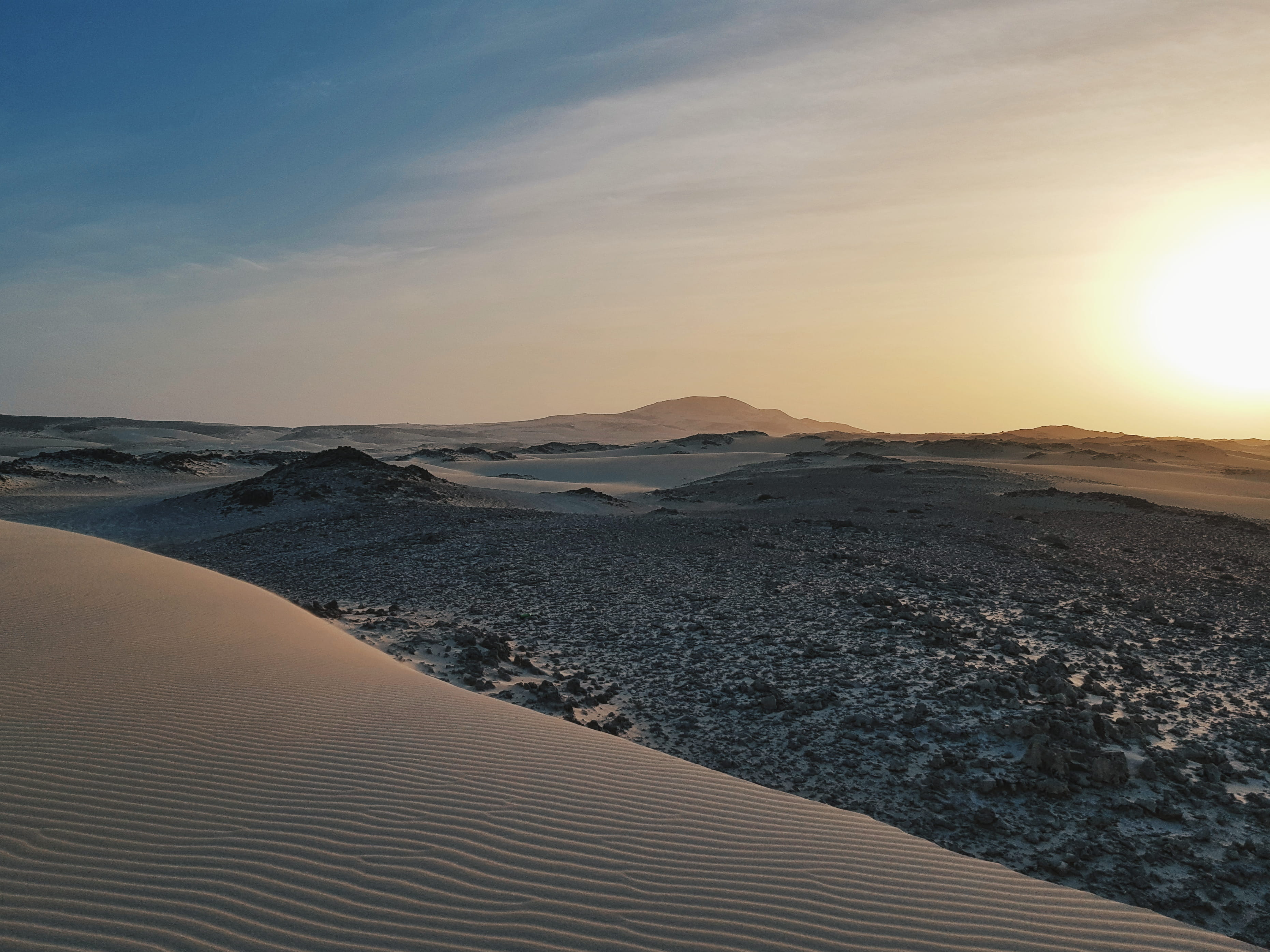 tranquility, sky, land, arid climate, water, 2K, sun, landscape, sunset, environment, dessert, beach, nature, boa vista, tranquil scene, no people, HD Wallpaper