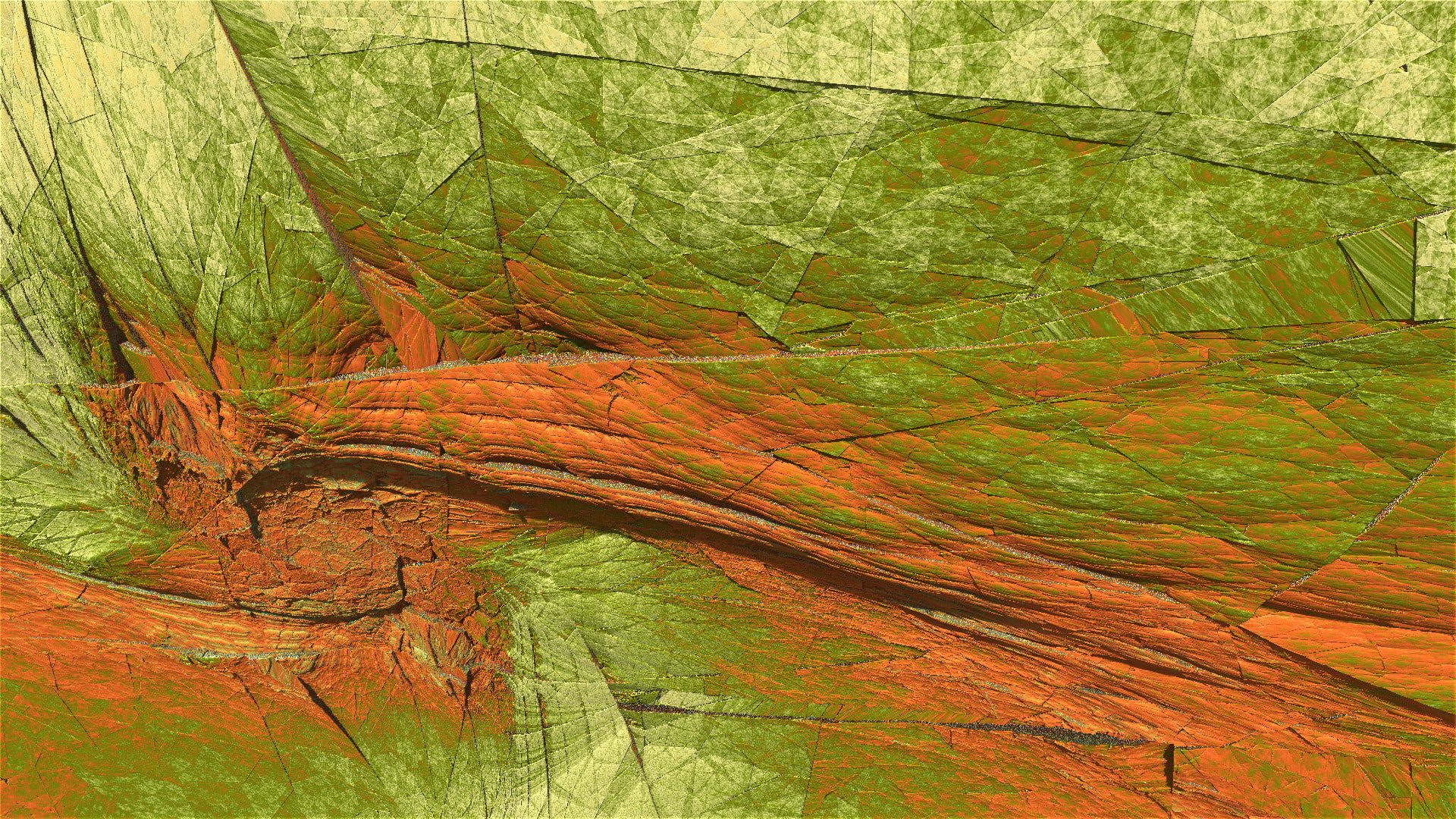 3D, Artistic, Cracks, Stone, Digital Art, Fractal, Rock, Abstract, Mandelbulber 3D, Green, 1080P, HD Wallpaper