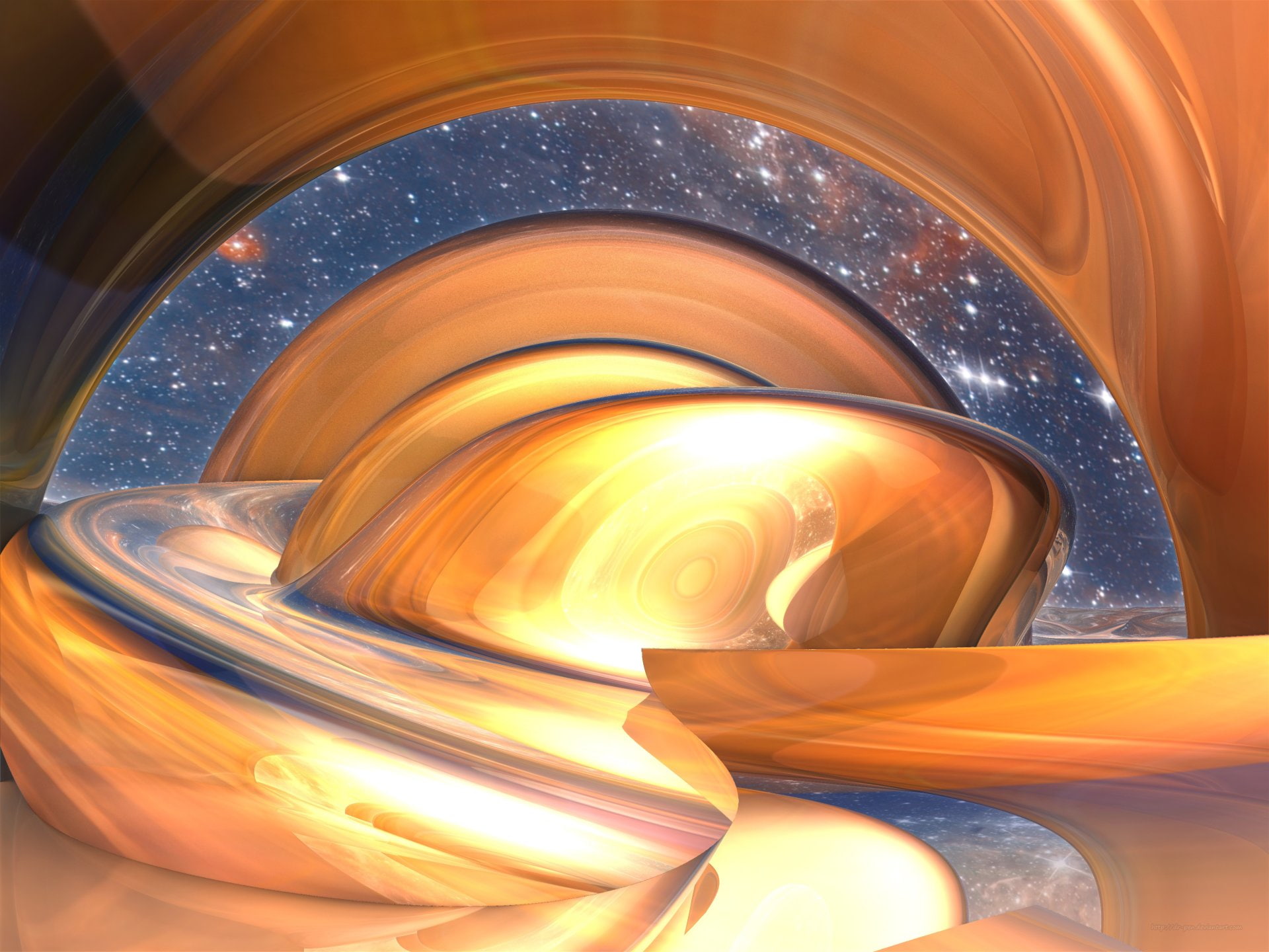 1080P, 3D, Yellow, CGI, Orange, Abstract, Mandelbulb 3D, Sci Fi, Digital Art, Artistic, Space, Fractal, HD Wallpaper