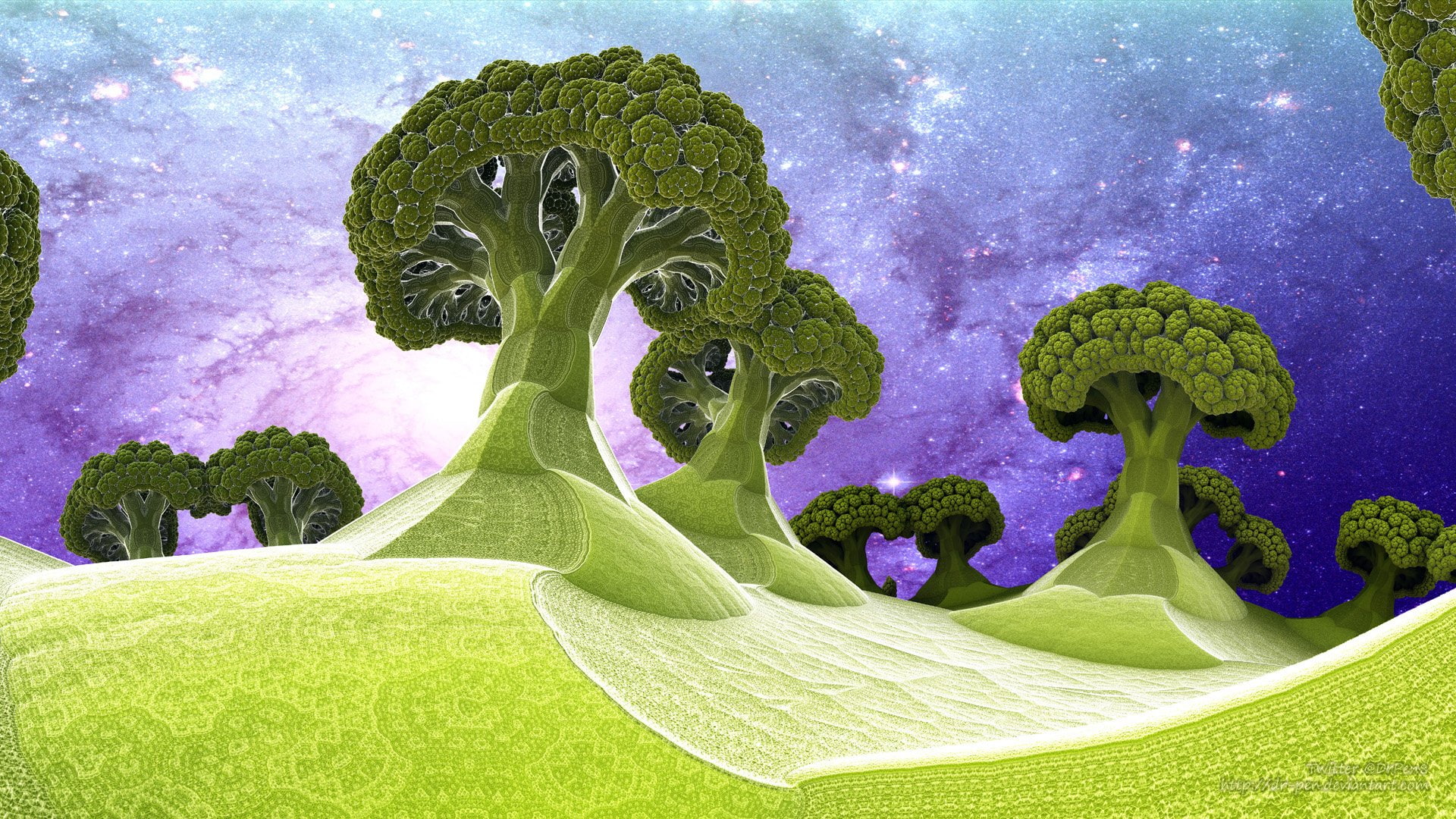 Abstract, Landscape, 1080P, Forest, Digital Art, Mandelbulb 3D, Artistic, Fractal, Sci Fi, Green, Tree, 3D, CGI, HD Wallpaper