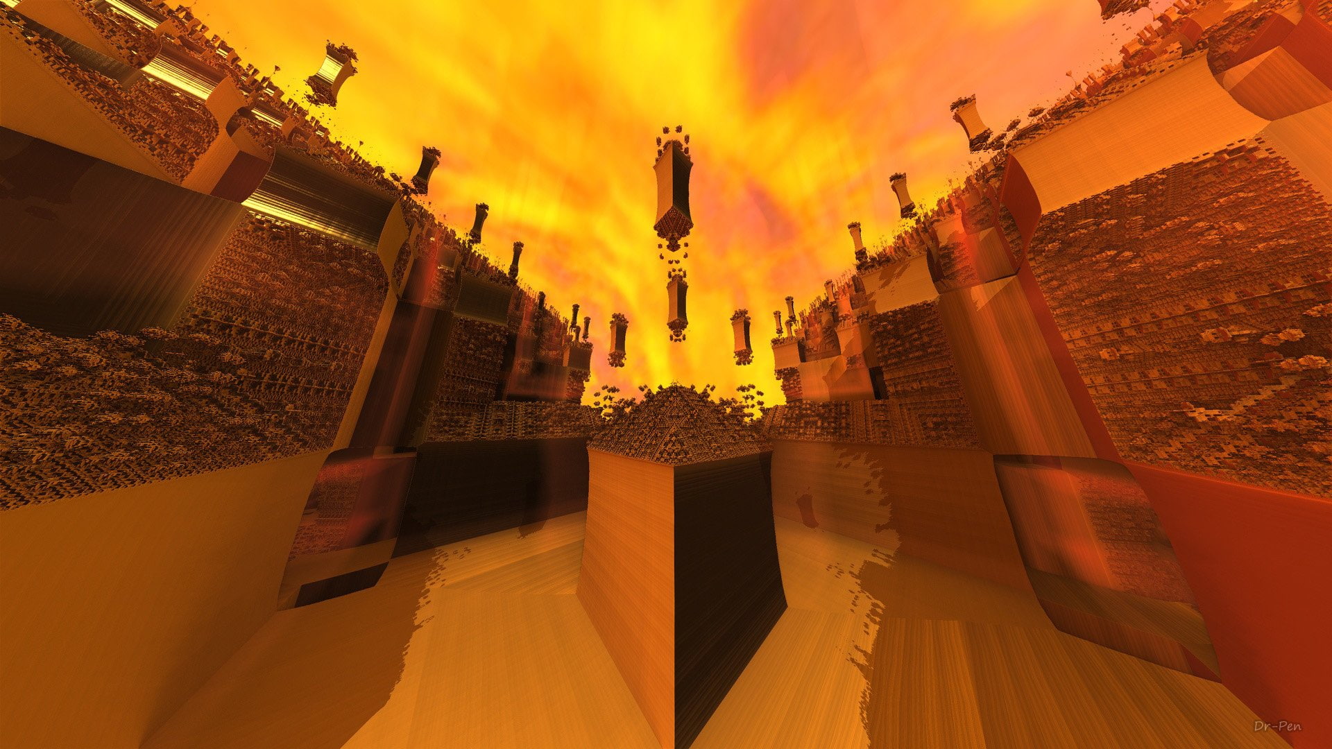 Abstract, Artistic, Geometry, Mandelbulb 3D, Fractal, 1080P, Orange, CGI, Digital Art, Yellow, 3D, HD Wallpaper