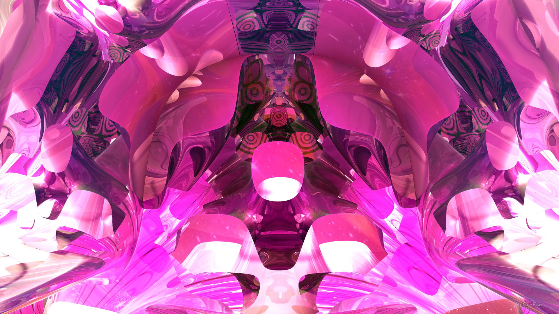 Pink, Fractal, Geometry, 3D, Mandelbulb 3D, 1080P, Digital Art, Bright, Artistic, CGI, Abstract, HD Wallpaper