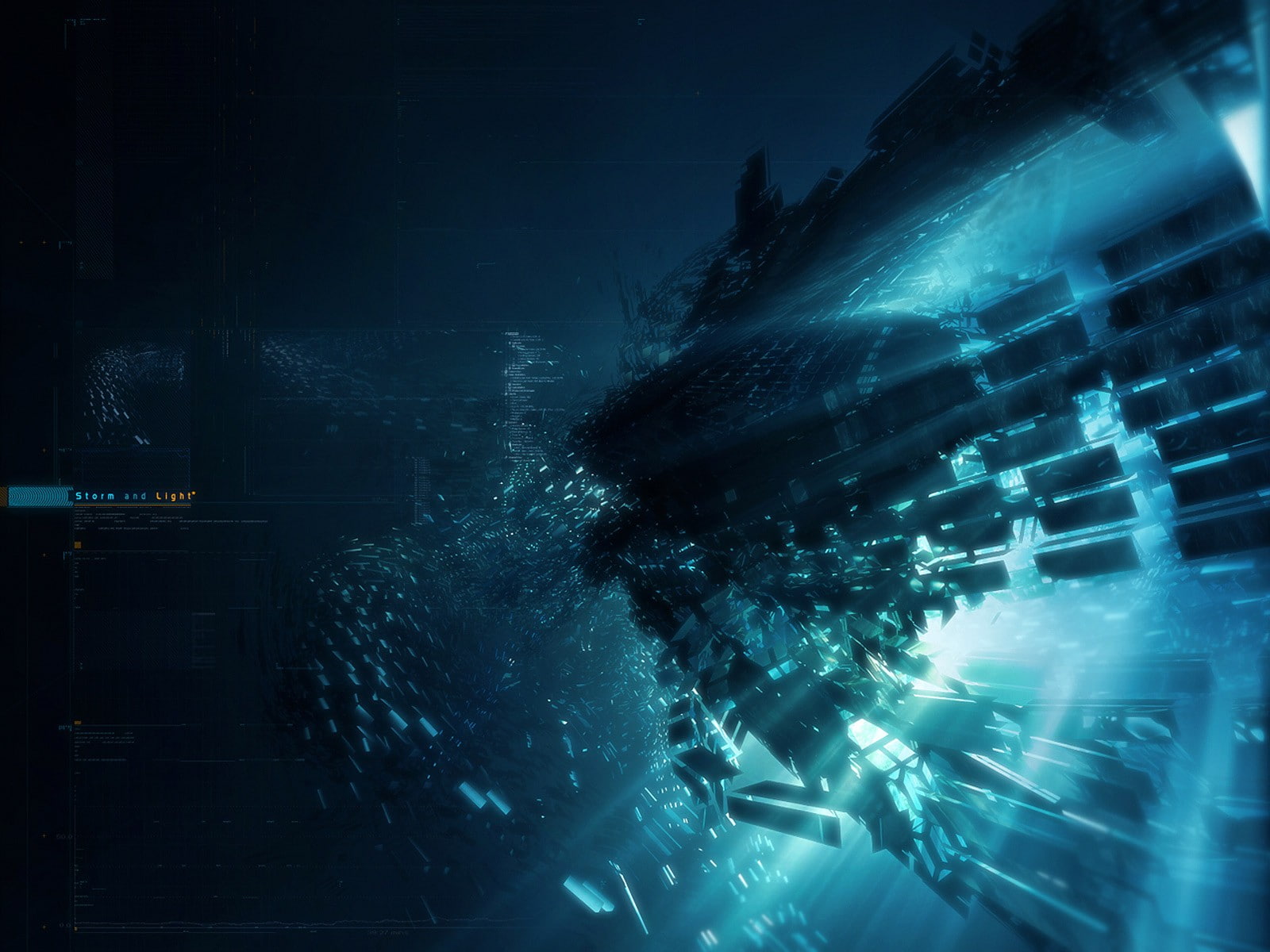 720P, blue, render, abstract, CGI, digital art, artwork, lights, 3D, HD Wallpaper