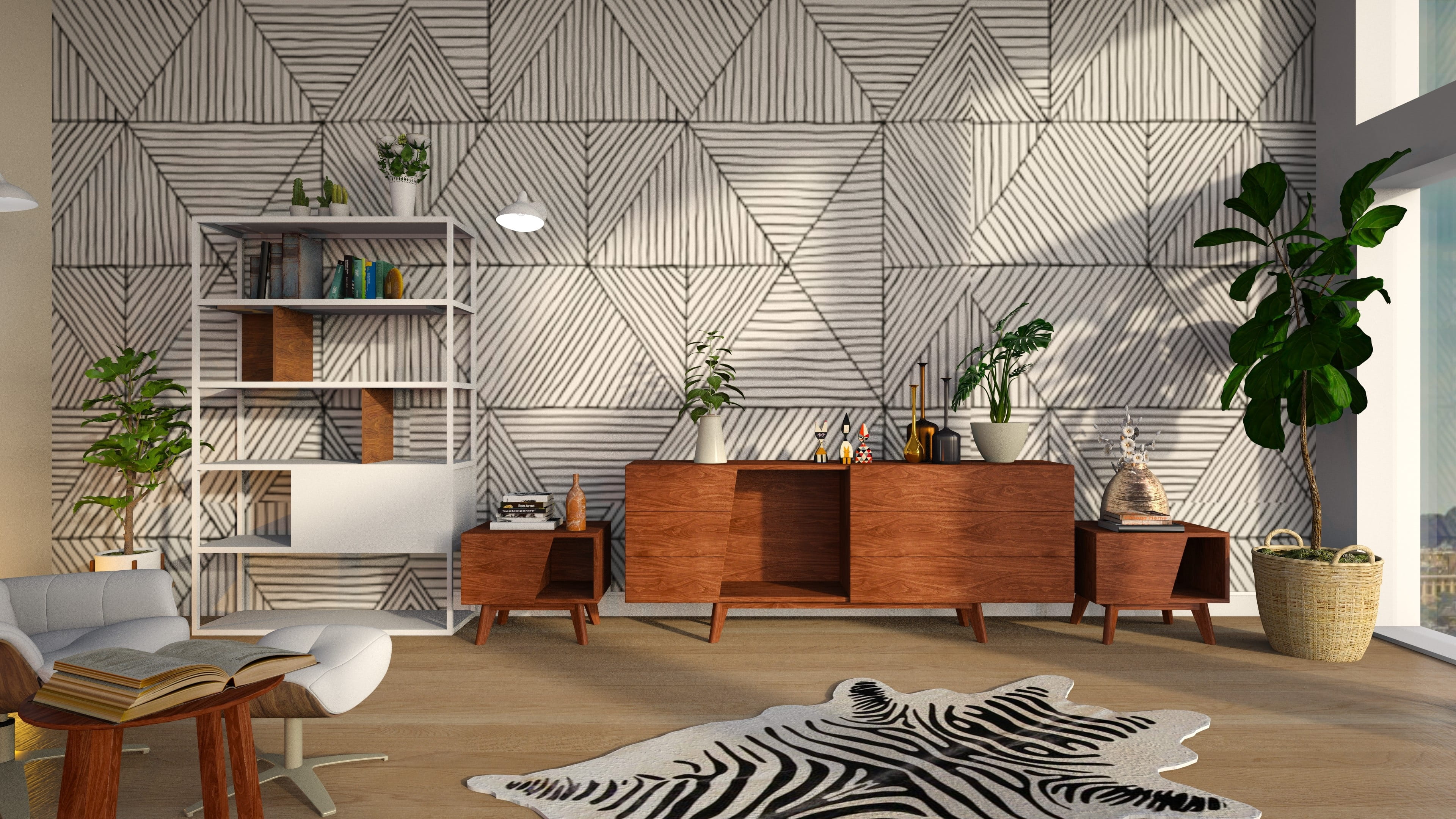 chair, carpet, house, indoors, domestic room, built structure, room, 4K, sofa, no people, shelves, seat, electric lamp, modern, home showcase interior, HD Wallpaper