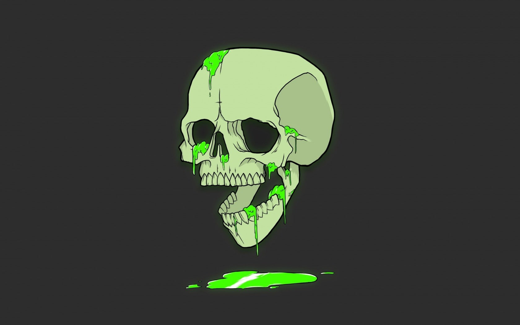 minimalism, skull, humor, bones, artwork, green, 720P, HD Wallpaper