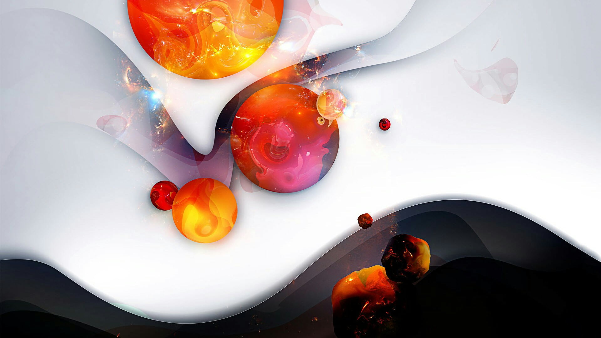 multi colored, bell pepper, shine, circle, shadow, abstract, white, black, pink, objects, food and drink, healthy eating, food, no people, high angle view, HD Wallpaper