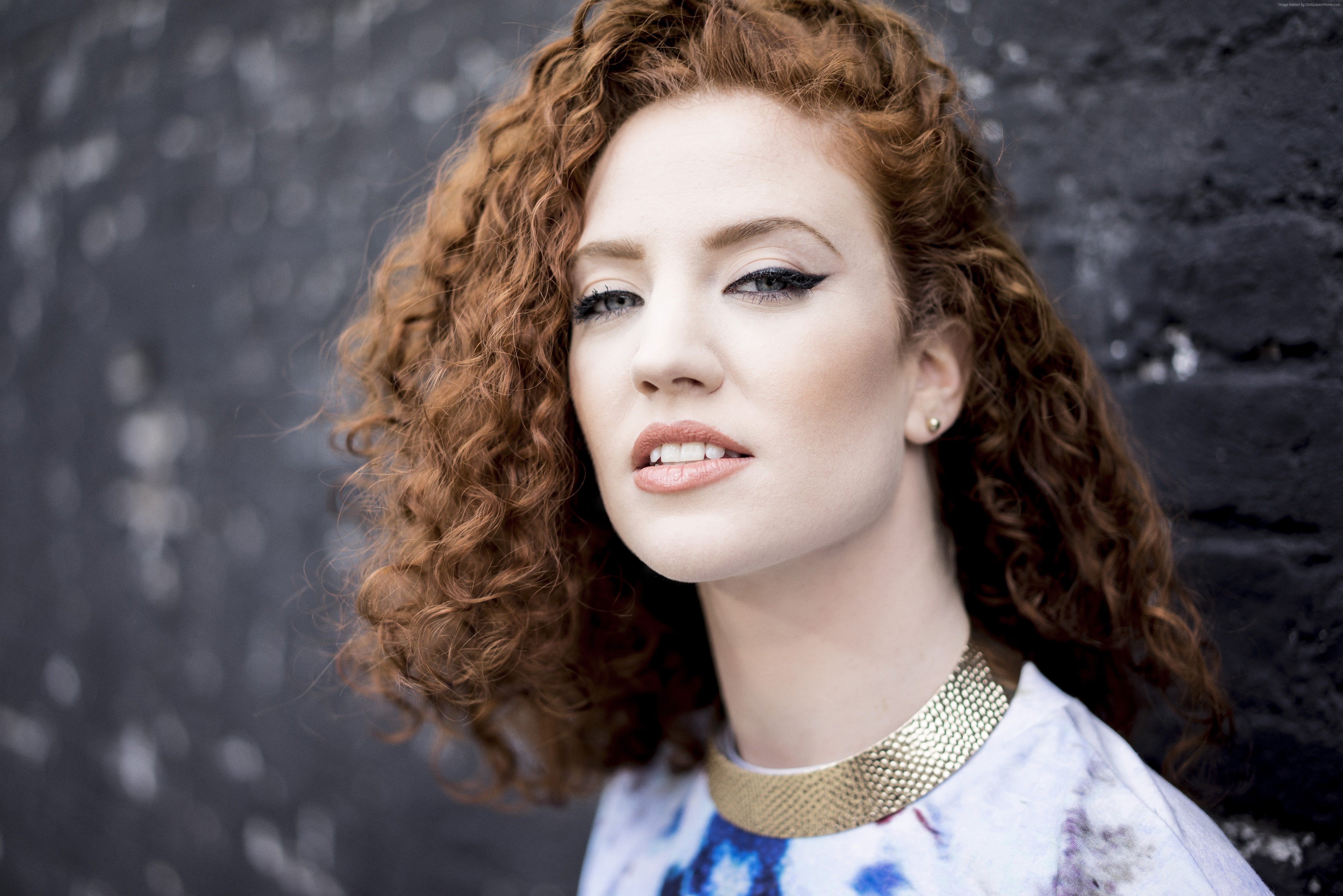 fashion, women, young women, one person, young adult, curly hair, hair, red, Jess Glynne, looking at camera, adult, long hair, front view, beauty, Top music artist and bands, HD Wallpaper