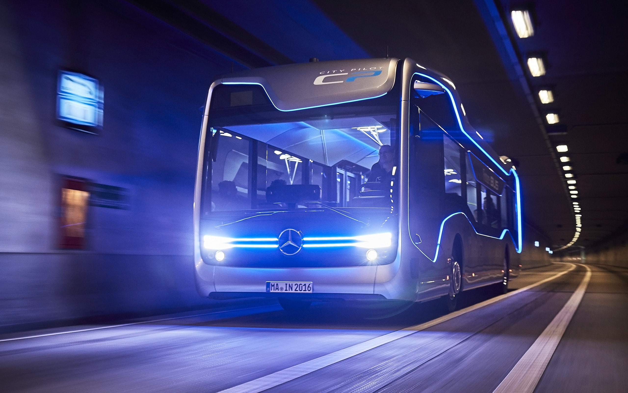 Electric Bus, 2K, Future Bus, Mercedes Benz, Autonomous, HD Wallpaper