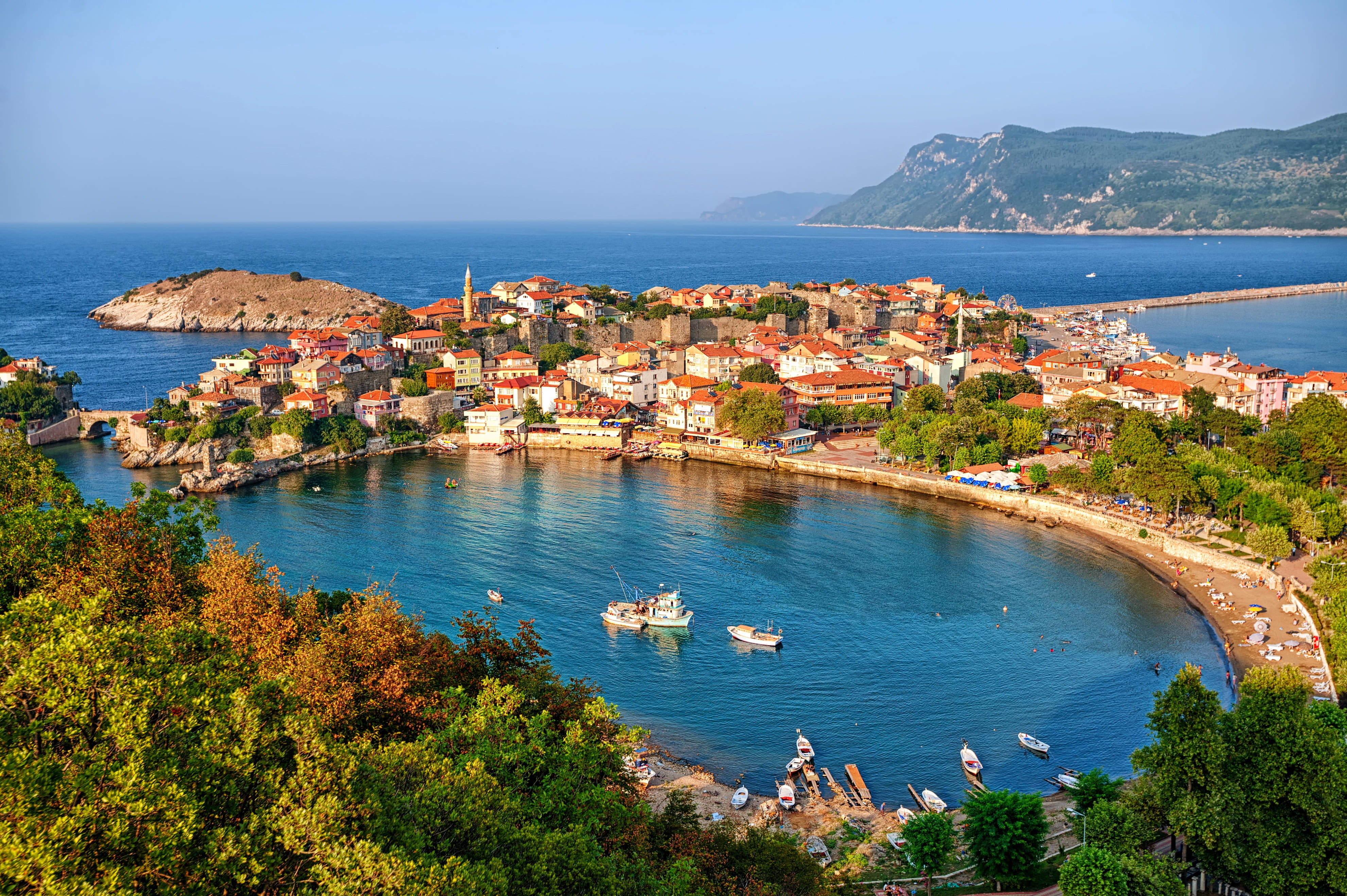 orange, built structure, 4K, Turkey, nature, building, high angle view, travel, city, day, harbour, town, harbor, home, travel destinations, outdoors, HD Wallpaper