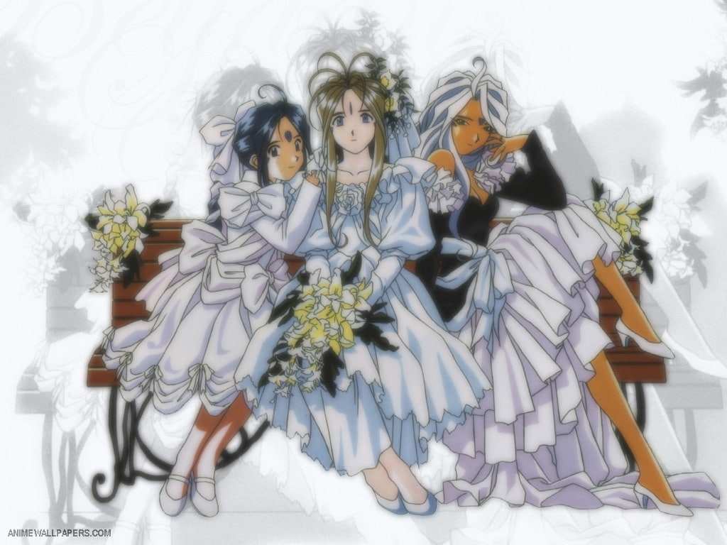Oh My Goddess, art, belldandy, skuld, ah, 480P, urd, untitled, goddess, hd, anime, HD Wallpaper
