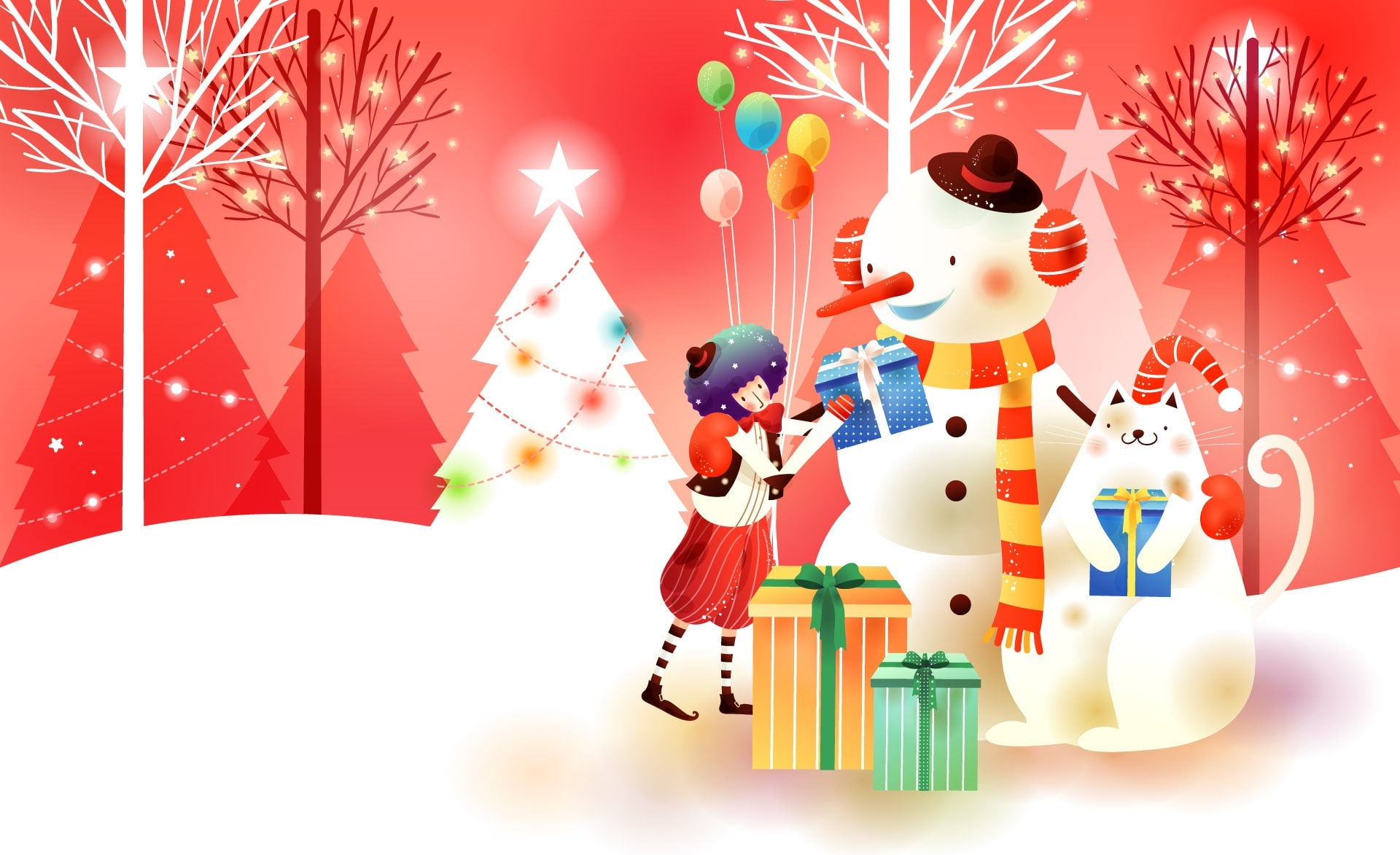 christmas, red, happy winter holidays, male likeness, winter holidays, childhood fairytales, gifts, multi colored, nature, Childhood, holiday, craft, christmas decoration, HD Wallpaper