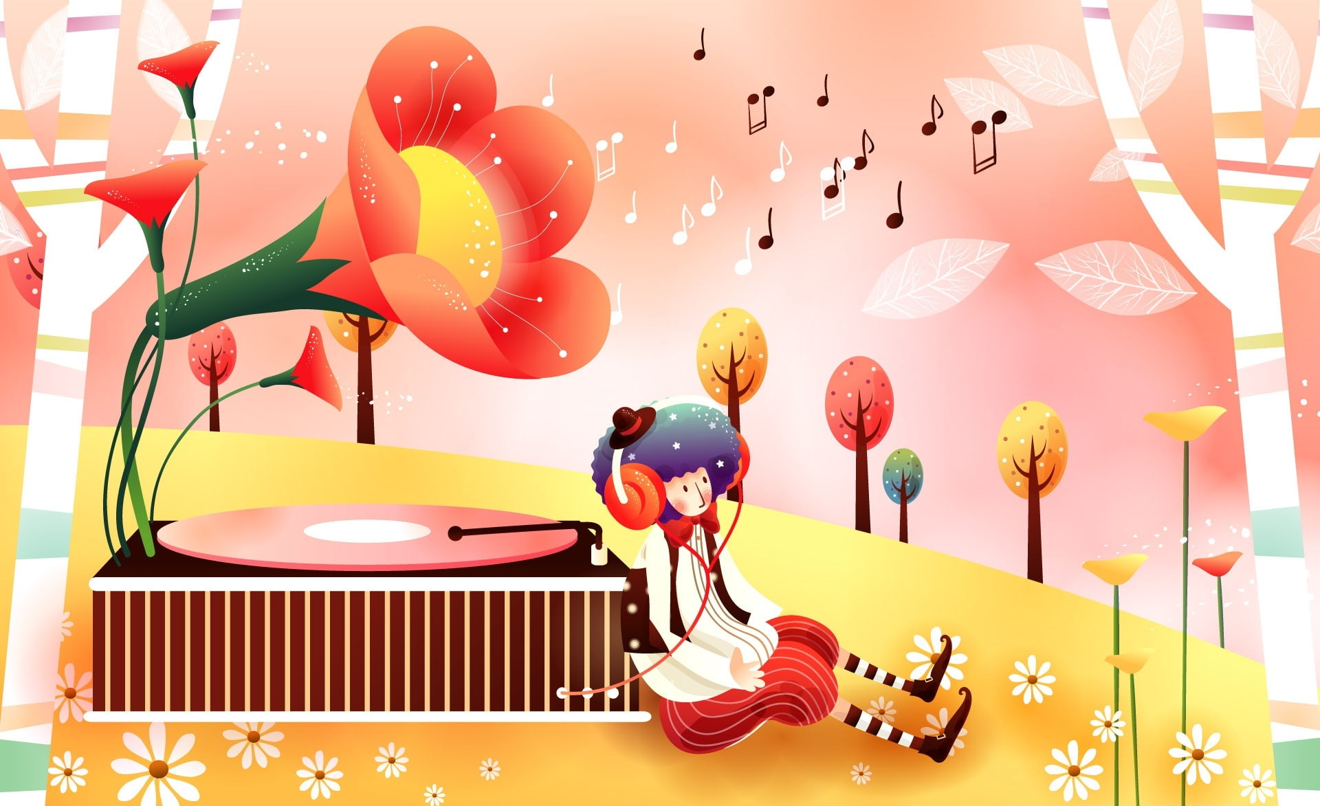 Vector Art, balloon, girl, multi colored, painting, 1080P, wearing, decoration, figurine, celebration, digital composite, creativity, large group of objects, HD Wallpaper