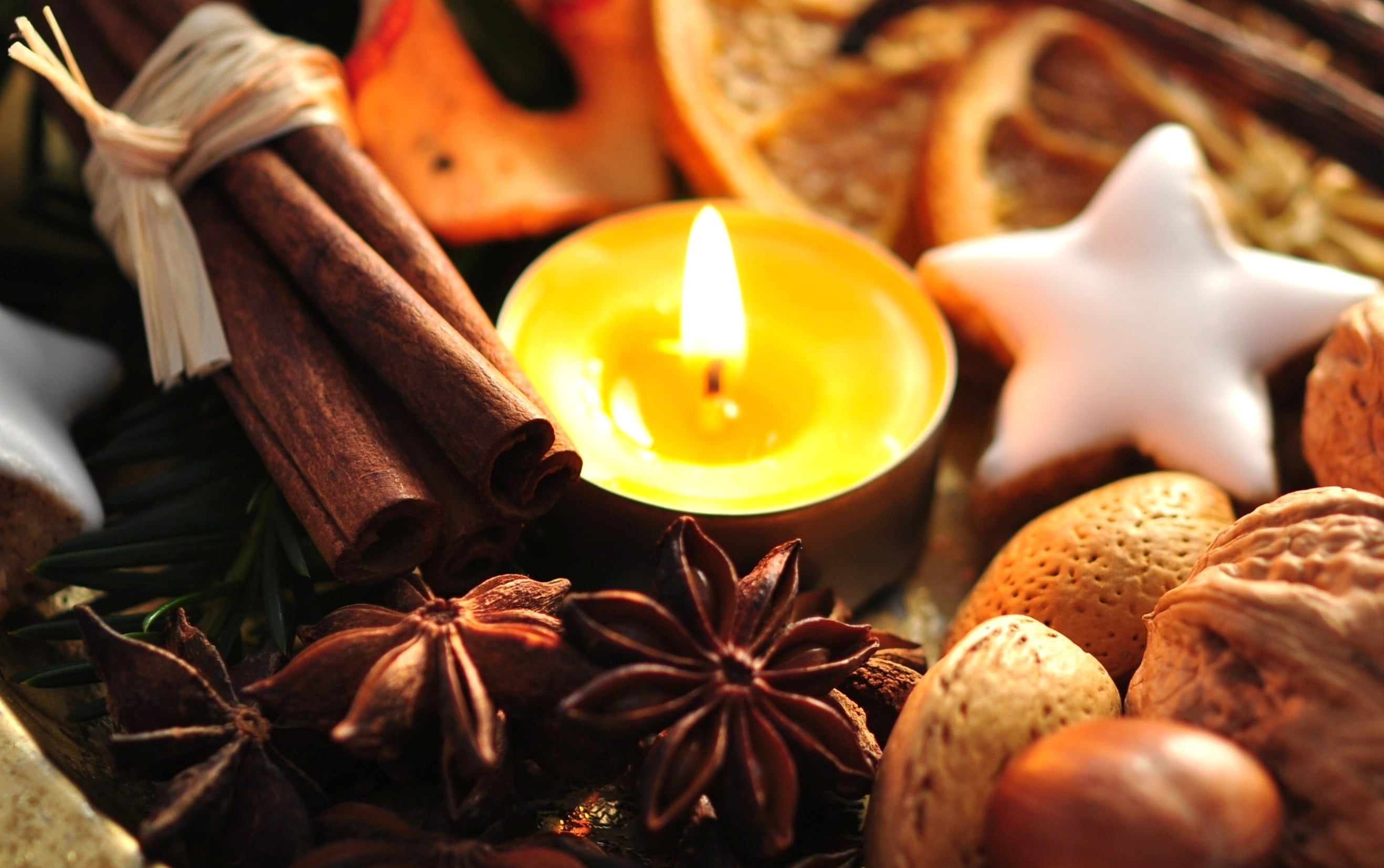 nature, celebration, selective focus, brown, christmas Decoration, no People, christmas Ornament, candlelight, cultures, canle, tealight, fire, illuminated, HD Wallpaper