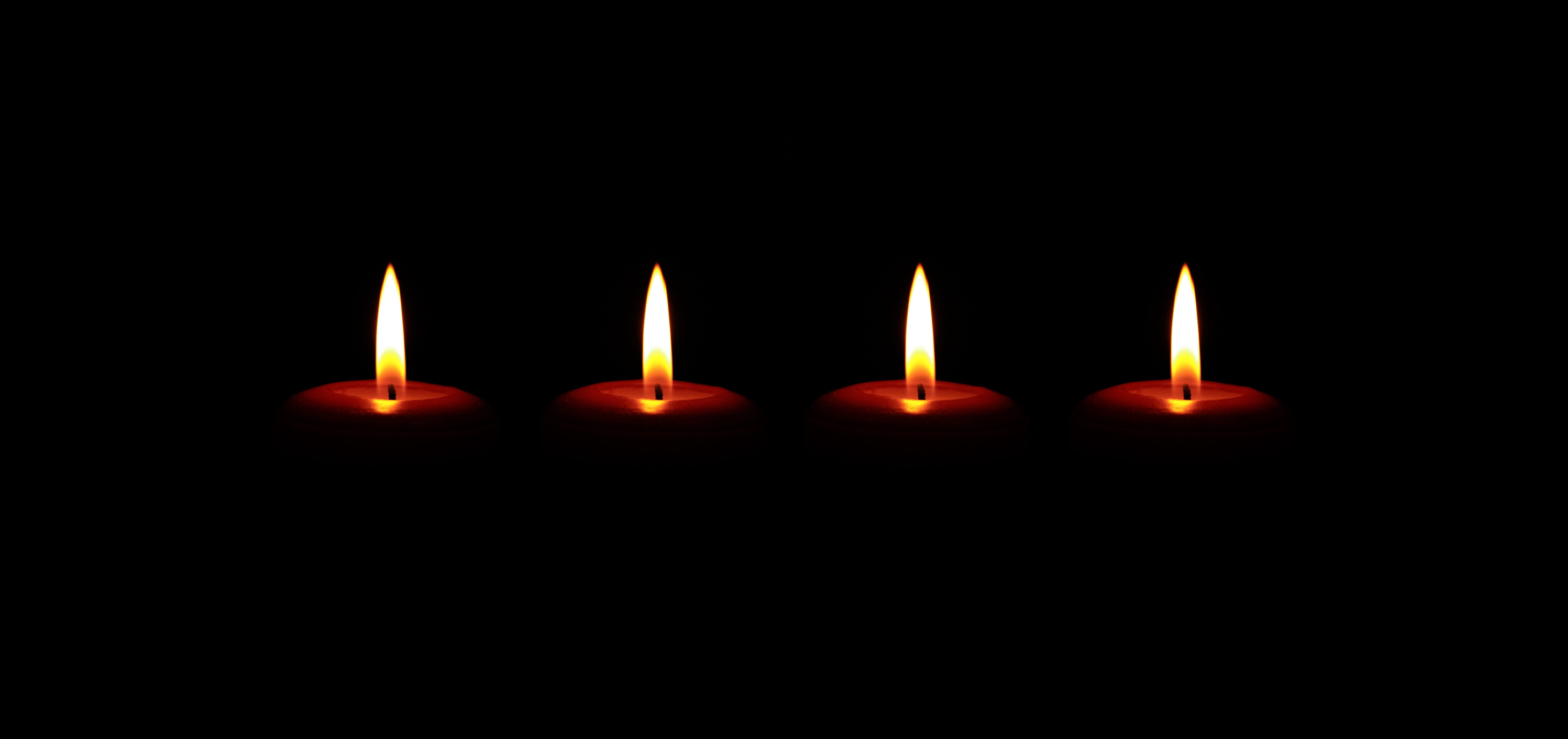 christmas time, black background, light, decorative, christmas, studio shot, nature, candle, advent, candles, four, darkroom, dark, red, no people, glowing, HD Wallpaper