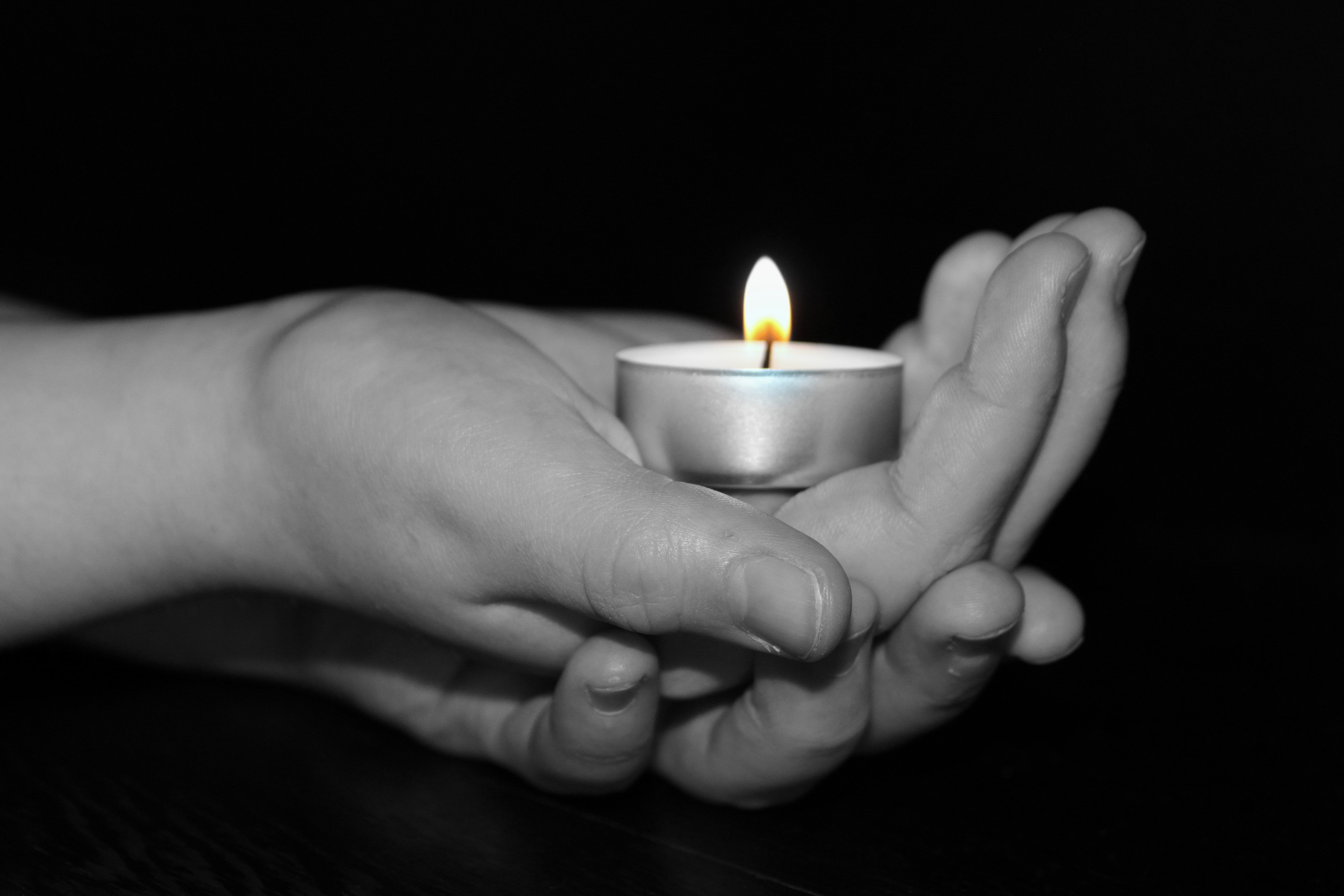 hell, close-up, black background, dark, adult, one person, indoors, nature, candle, holder, fire - Natural Phenomenon, flame, 5K, hands cupped, human body part, HD Wallpaper