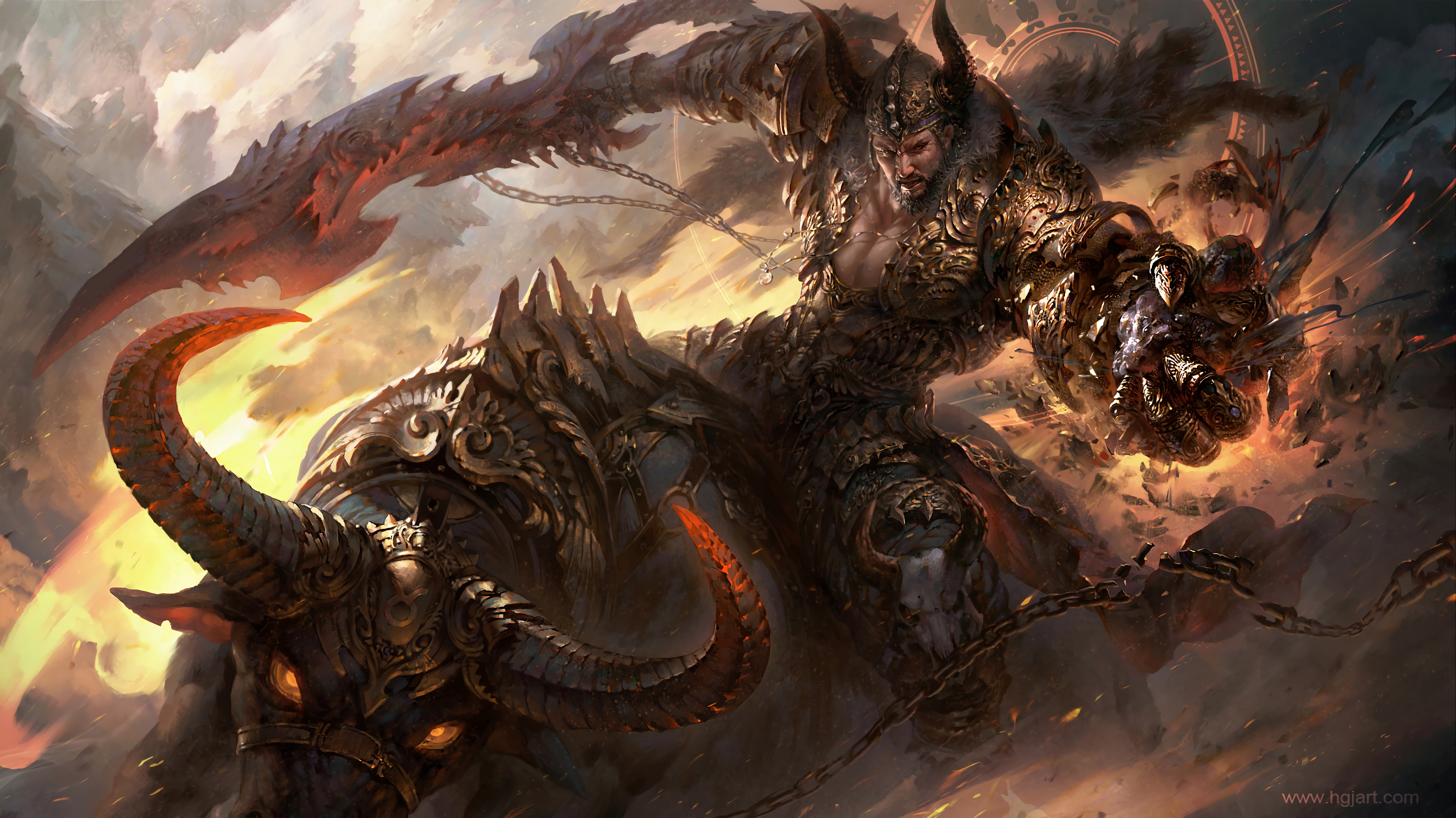 vertebrate, outdoors, creativity, day, pattern, nature, animals in the wild, Fantasy Battle, 2K, no people, sunlight, representation, motion, warrior, HD Wallpaper