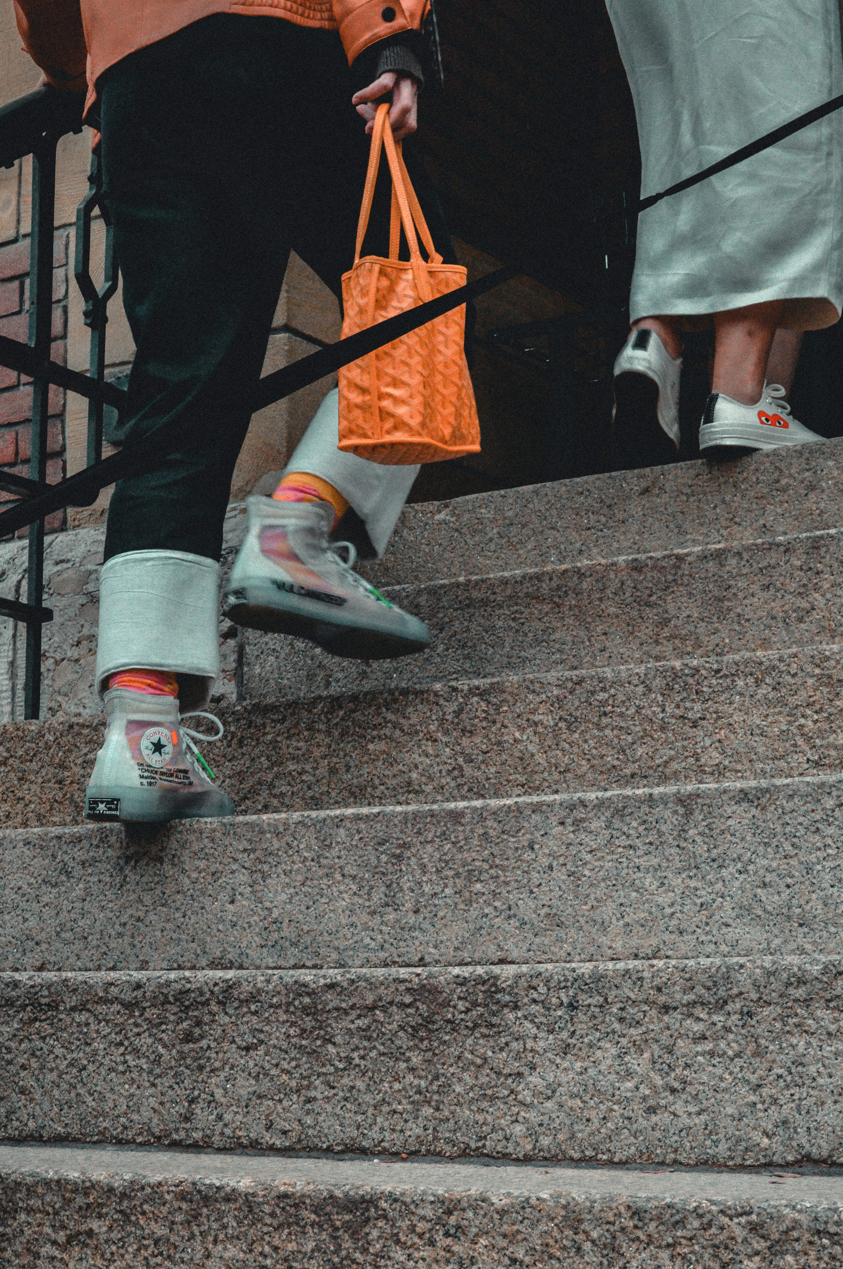 walkingup, apparel, human, lifestyles, mocomuseum, street, fashion, staircase, motion, human body part, bag, human leg, jeans, outdoors, shoe, moco museum, Phone HD Wallpaper